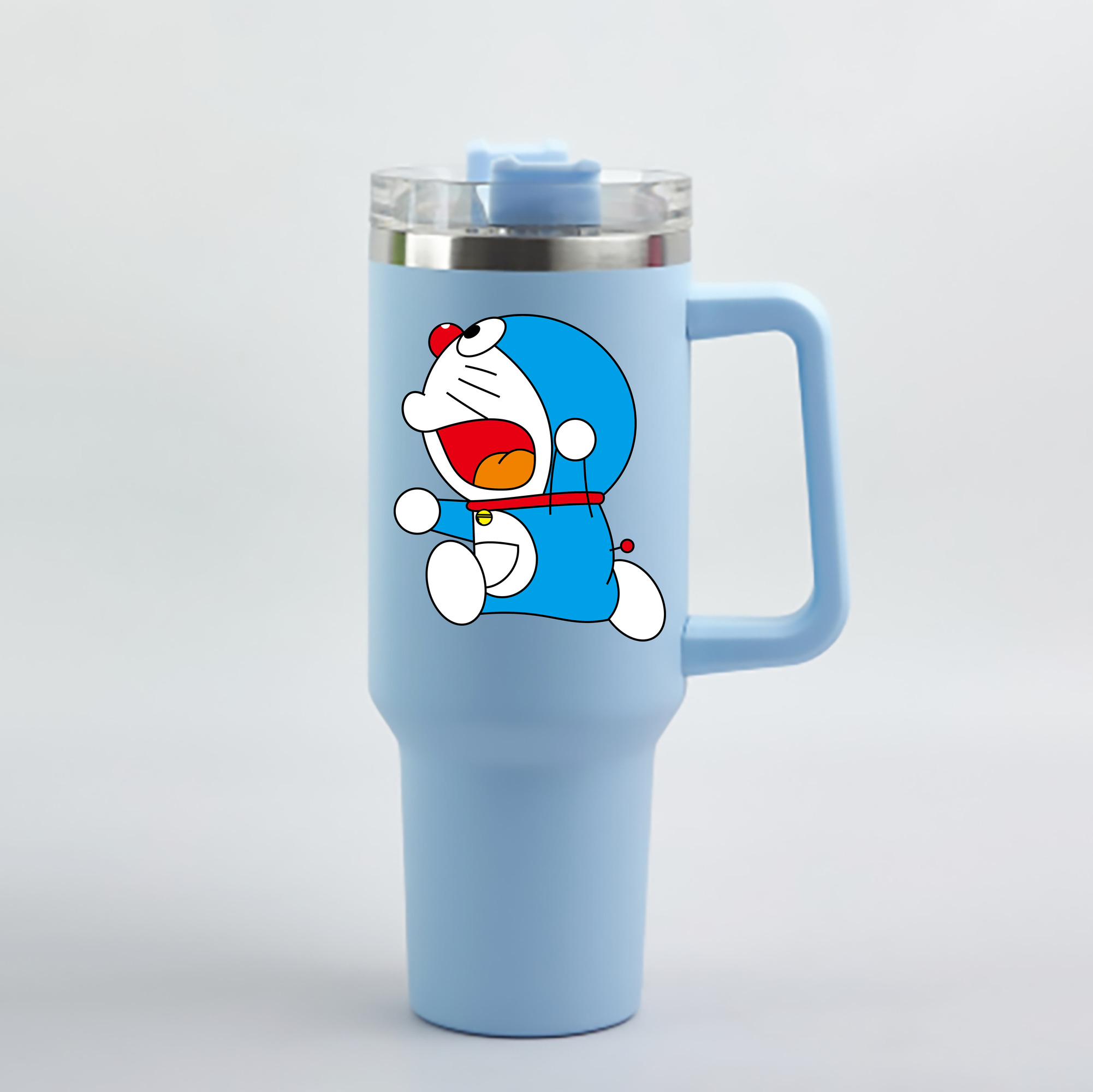 （画像用） ドラえもん Doraemon 1200mL車用タンブラー - クリスタルステッカー（プラスチックストロー付き）