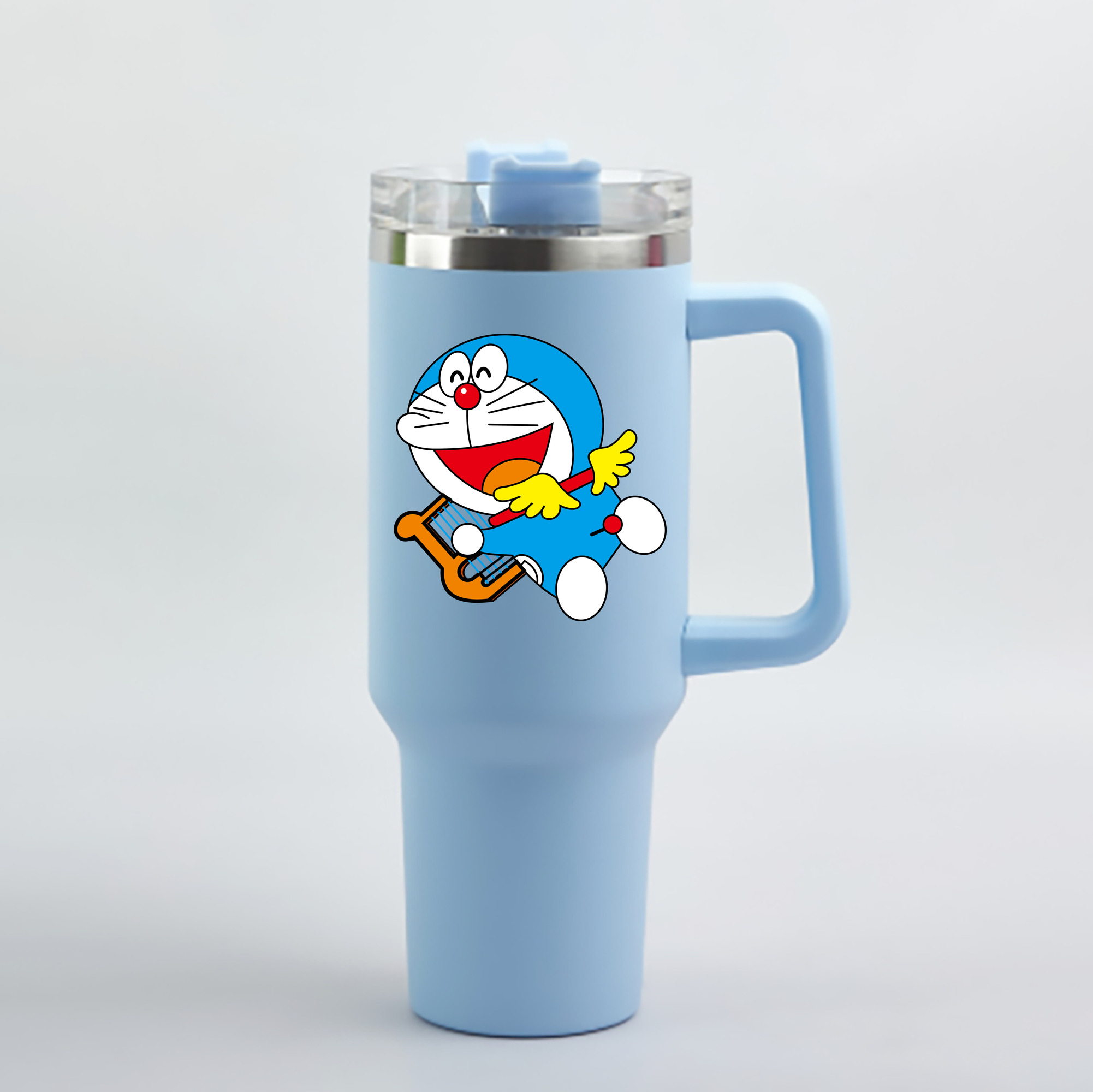 （画像用） ドラえもん Doraemon 1200mL車用タンブラー - クリスタルステッカー（プラスチックストロー付き）