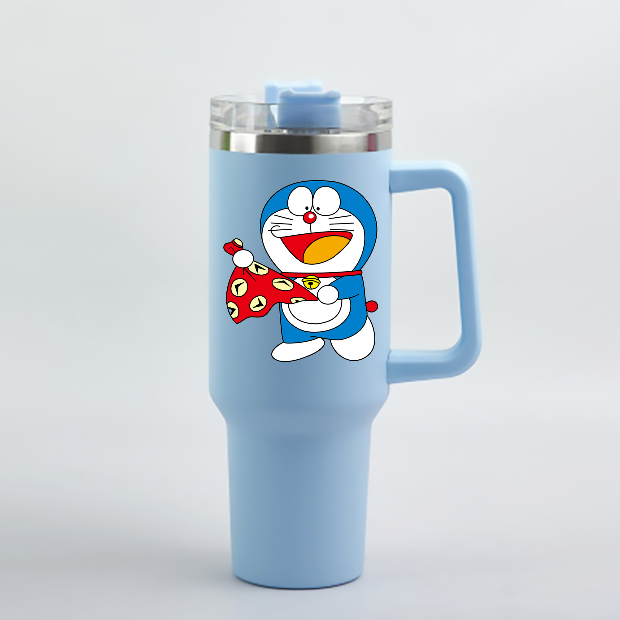 （画像用） ドラえもん Doraemon 1200mL車用タンブラー - クリスタルステッカー（プラスチックストロー付き）