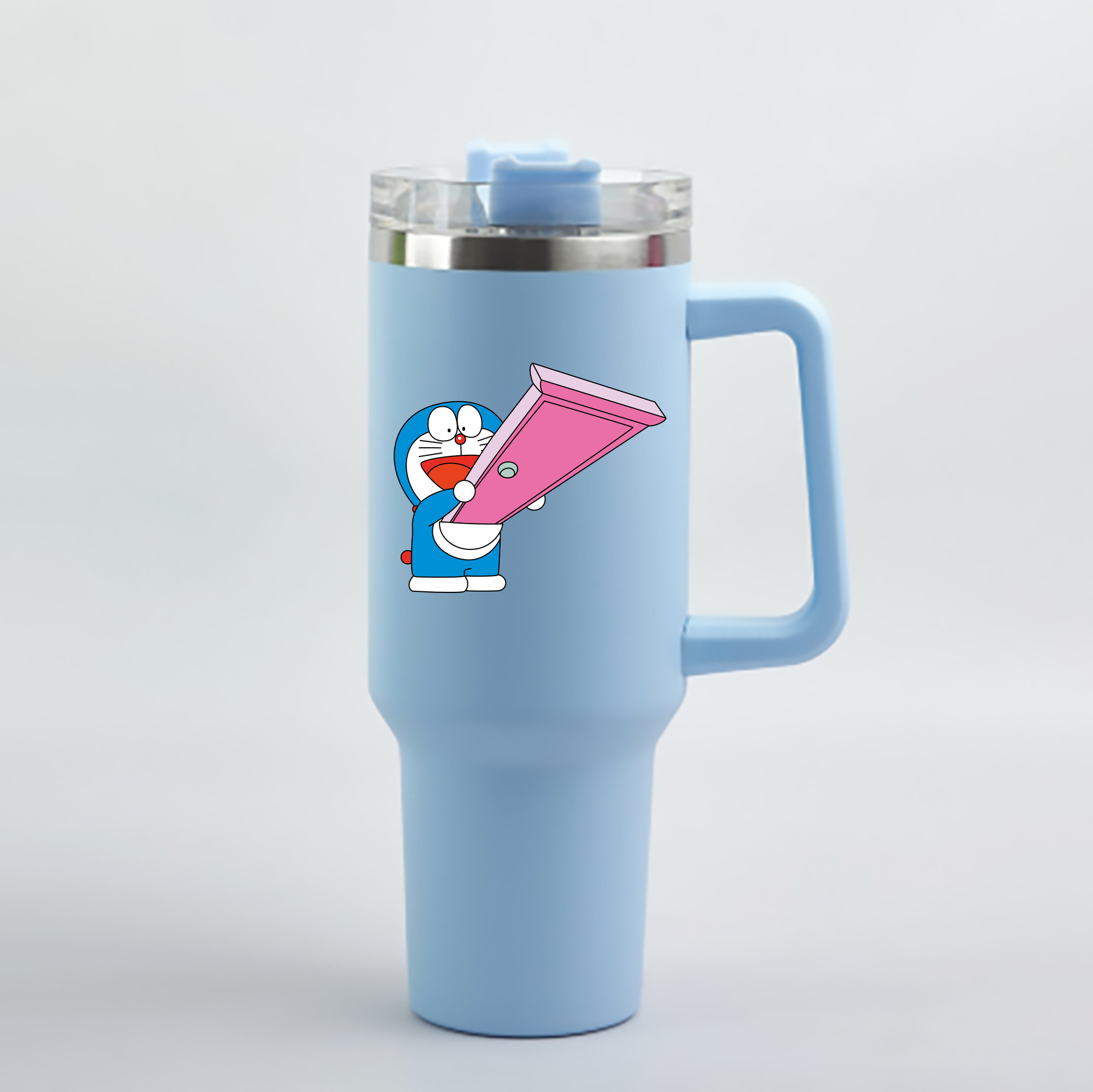 （画像用） ドラえもん Doraemon 1200mL車用タンブラー - クリスタルステッカー（プラスチックストロー付き）