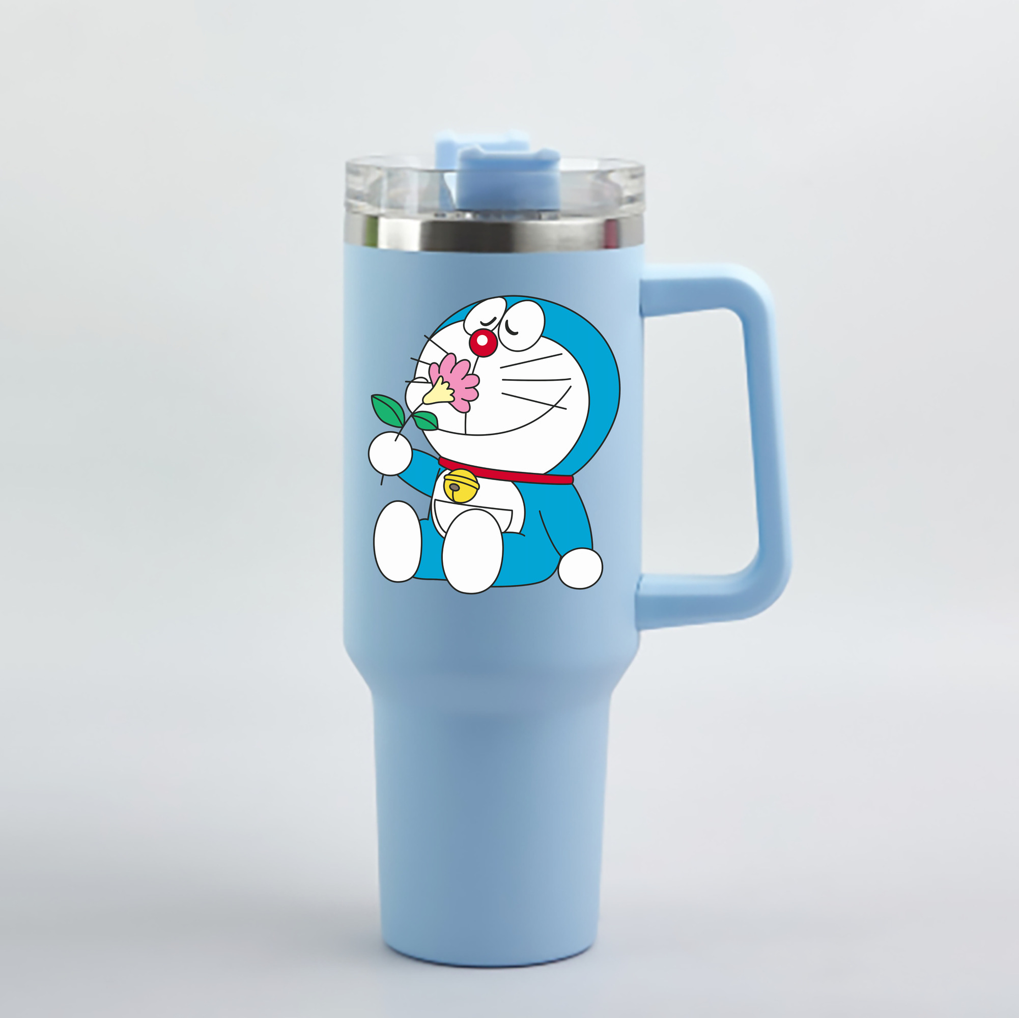 （画像用） ドラえもん Doraemon 1200mL車用タンブラー - クリスタルステッカー（プラスチックストロー付き）