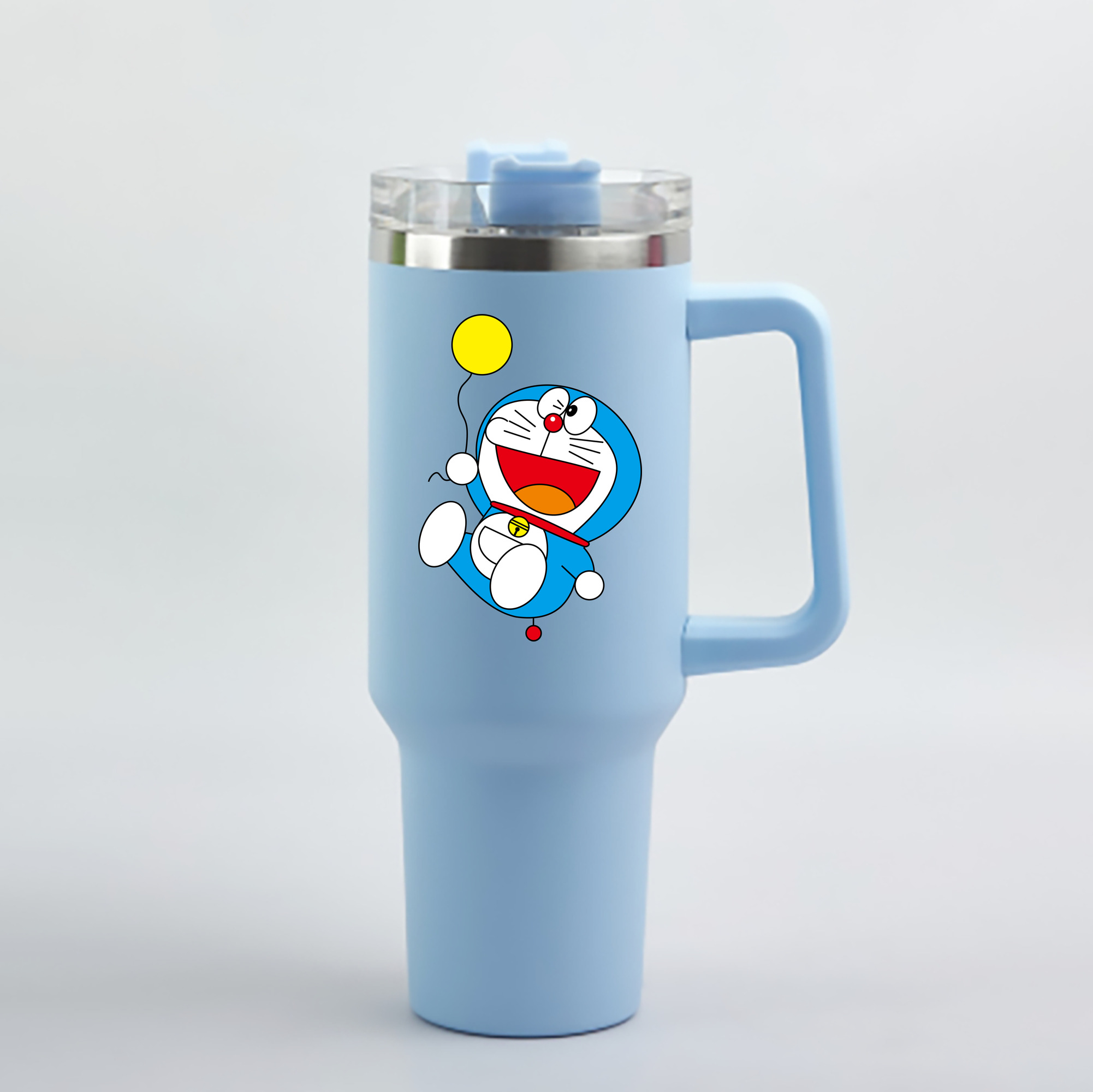 （画像用） ドラえもん Doraemon 1200mL車用タンブラー - クリスタルステッカー（プラスチックストロー付き）