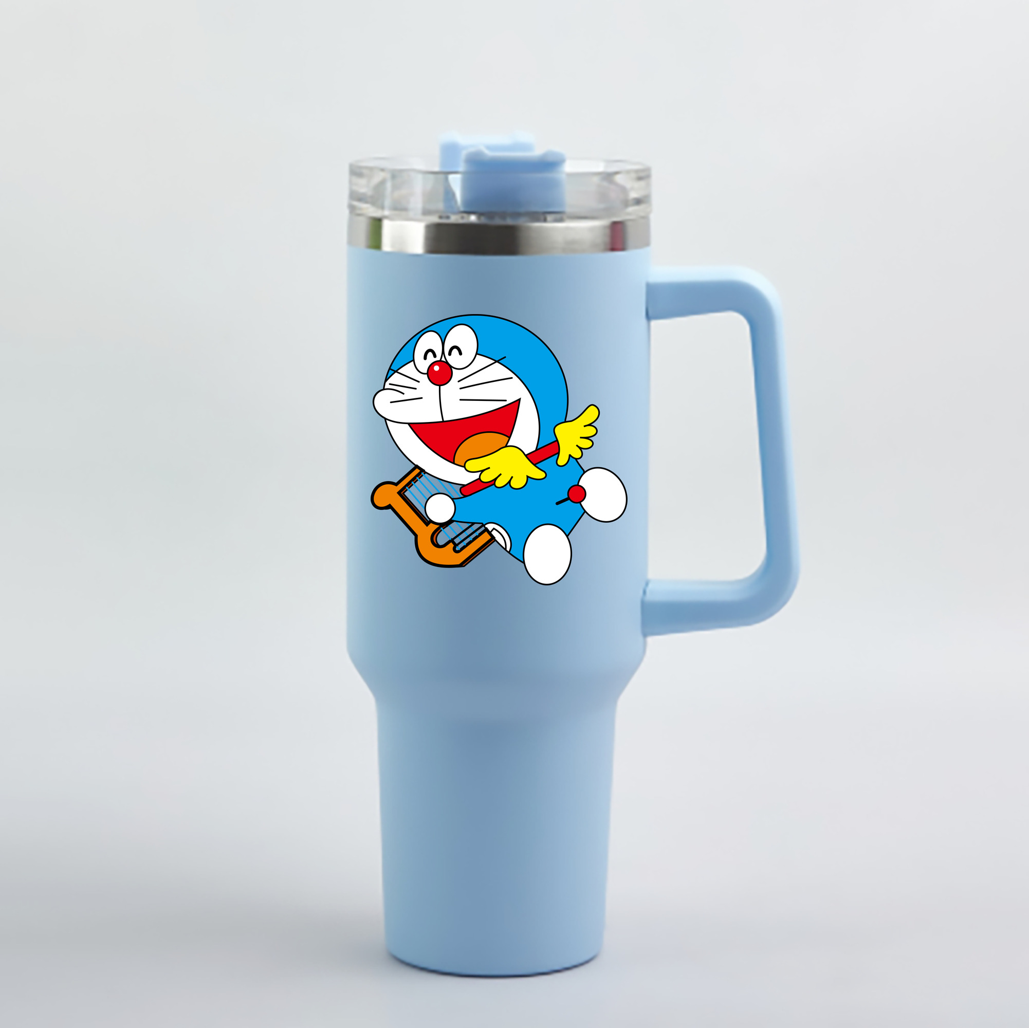 （画像用） ドラえもん Doraemon 1200mL車用タンブラー - クリスタルステッカー（プラスチックストロー付き）
