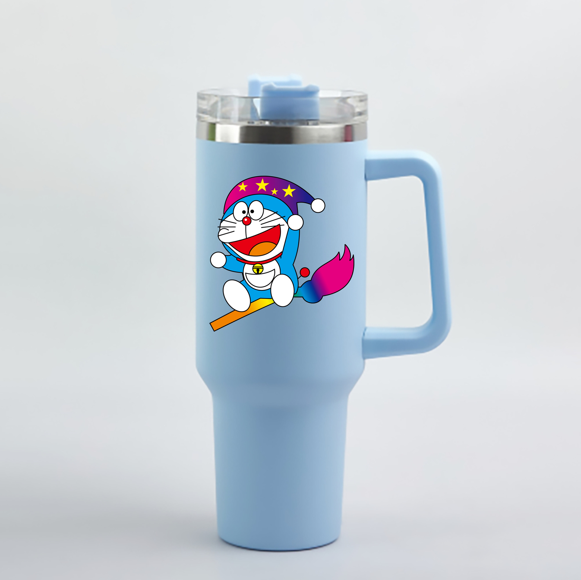 （画像用） ドラえもん Doraemon 1200mL車用タンブラー - クリスタルステッカー（プラスチックストロー付き）