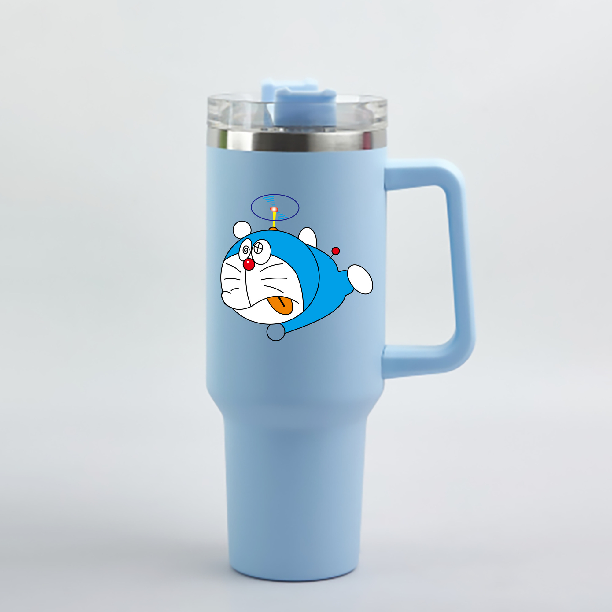 （画像用） ドラえもん Doraemon 1200mL車用タンブラー - クリスタルステッカー（プラスチックストロー付き）