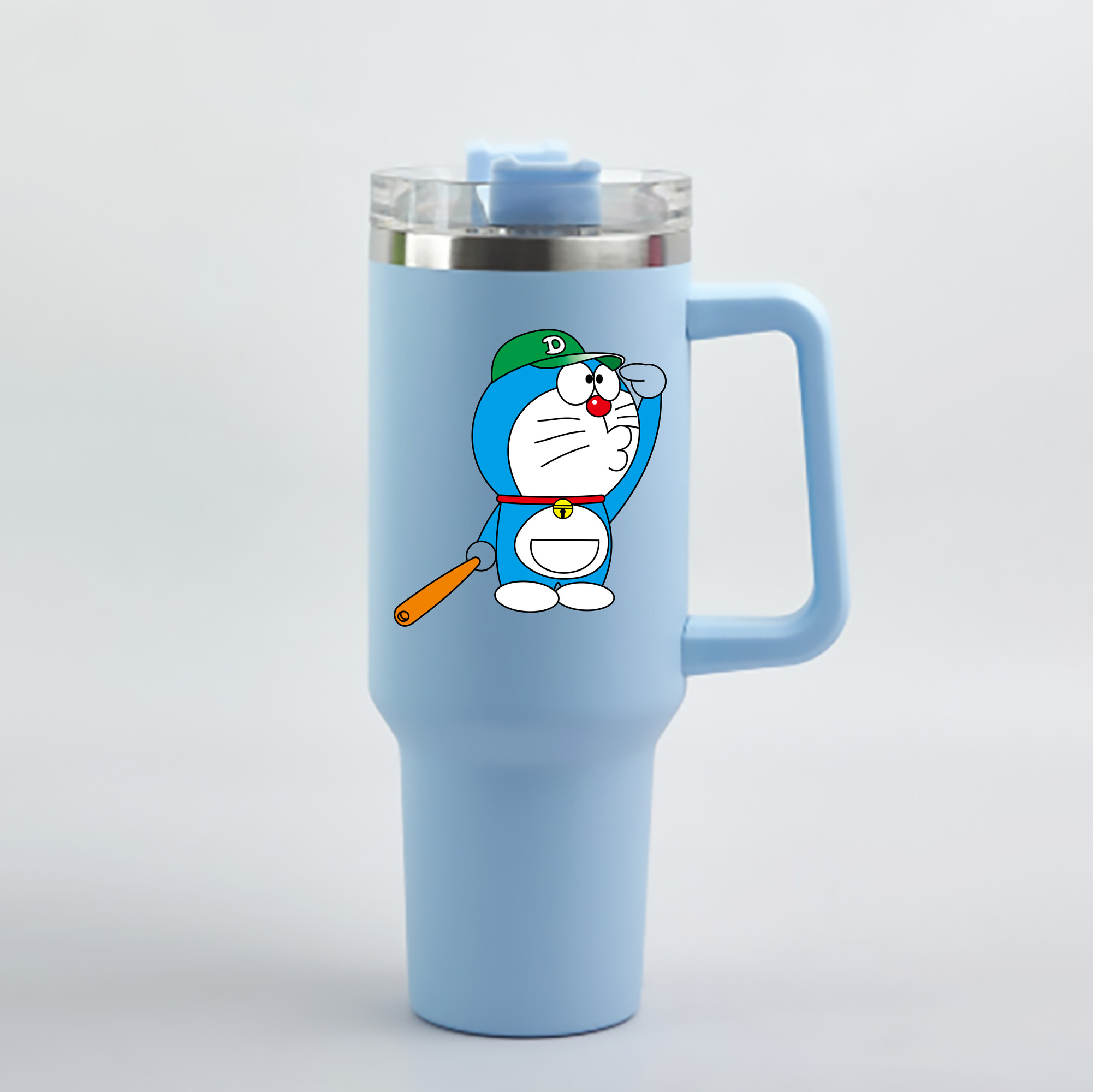 （画像用） ドラえもん Doraemon 1200mL車用タンブラー - クリスタルステッカー（プラスチックストロー付き）