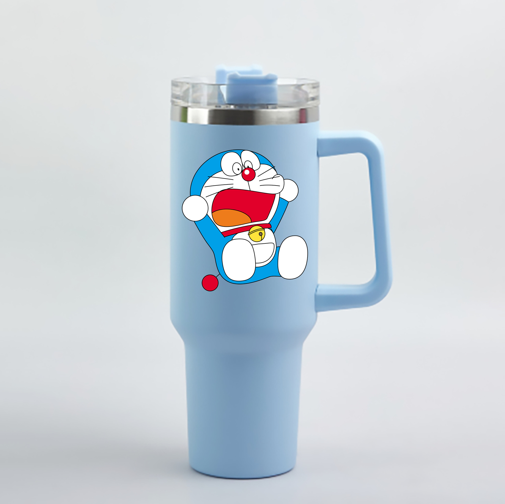 （画像用） ドラえもん Doraemon 1200mL車用タンブラー - クリスタルステッカー（プラスチックストロー付き）