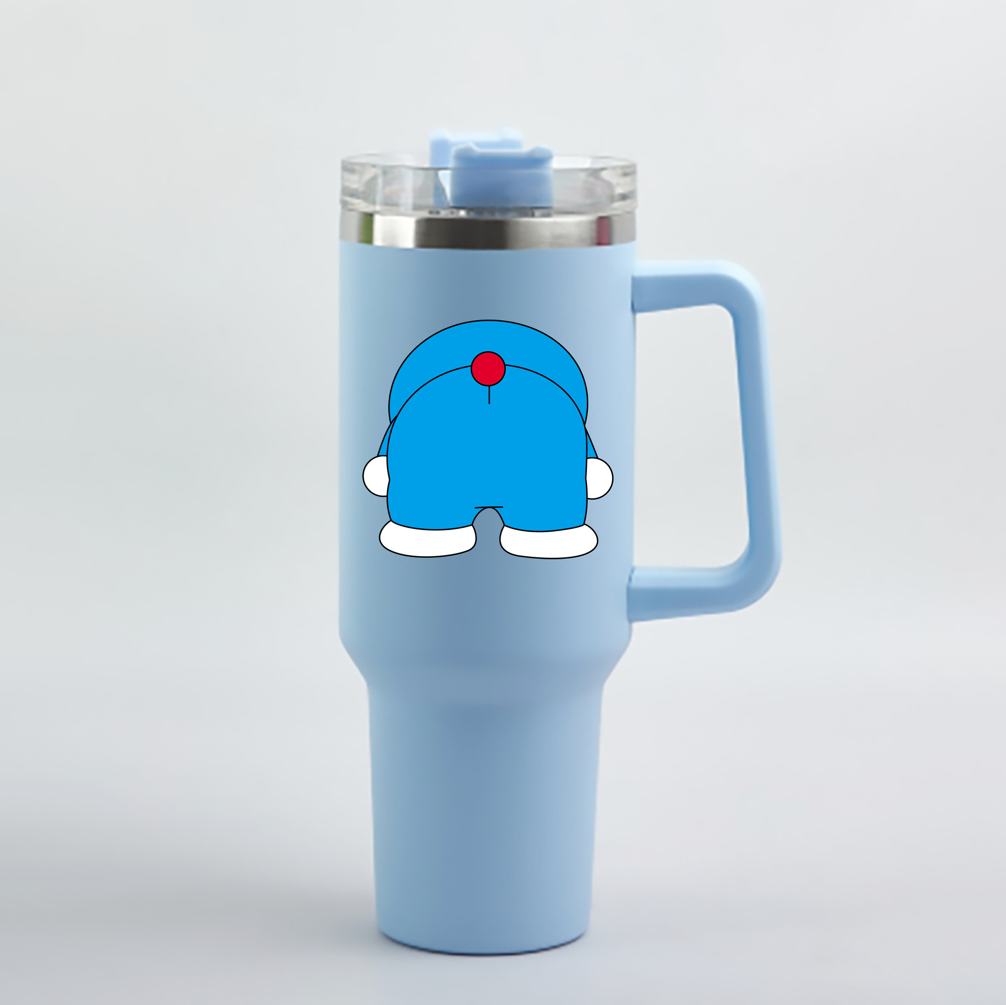（画像用） ドラえもん Doraemon 1200mL車用タンブラー - クリスタルステッカー（プラスチックストロー付き）