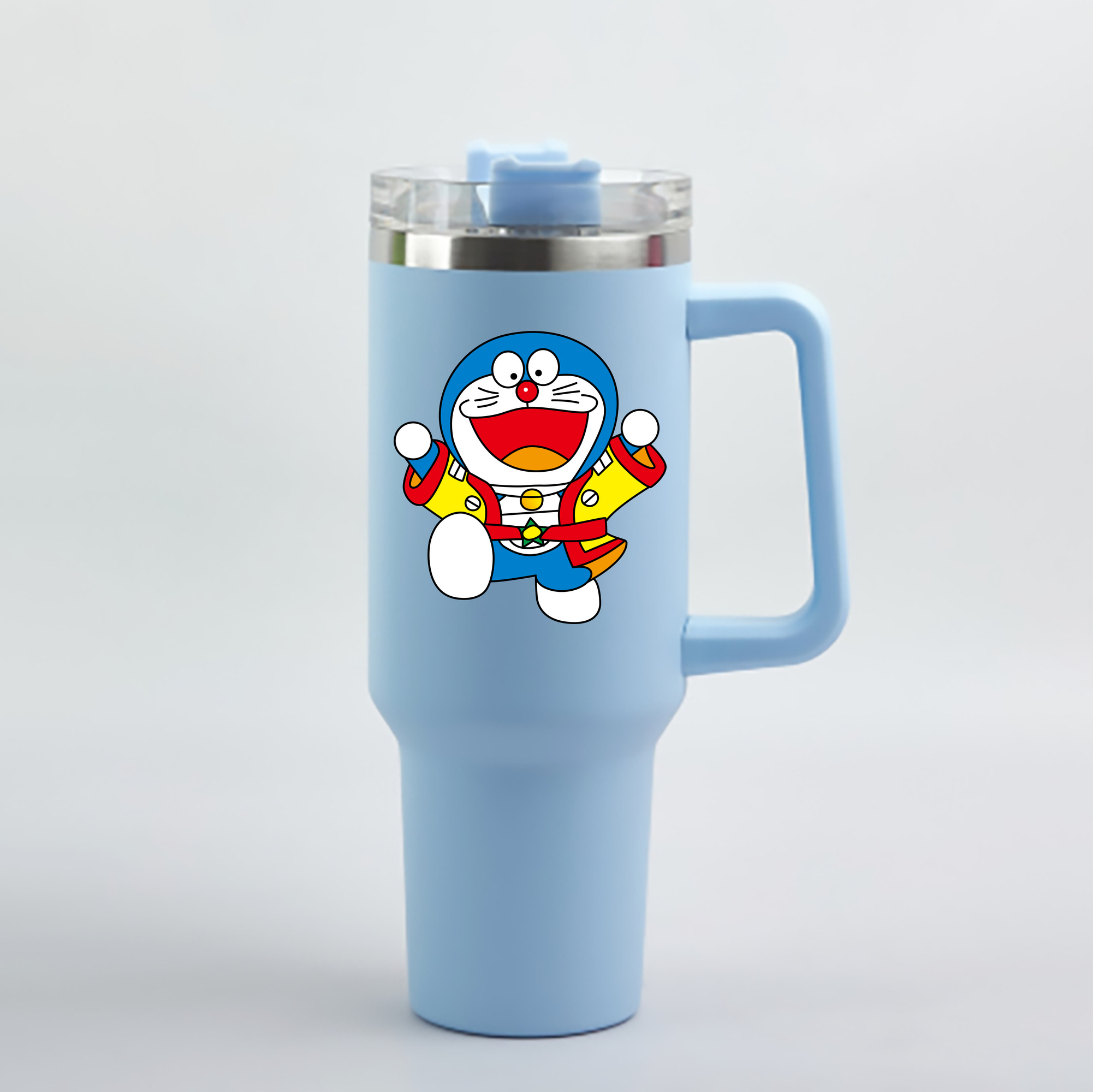 （画像用） ドラえもん Doraemon 1200mL車用タンブラー - クリスタルステッカー（プラスチックストロー付き）