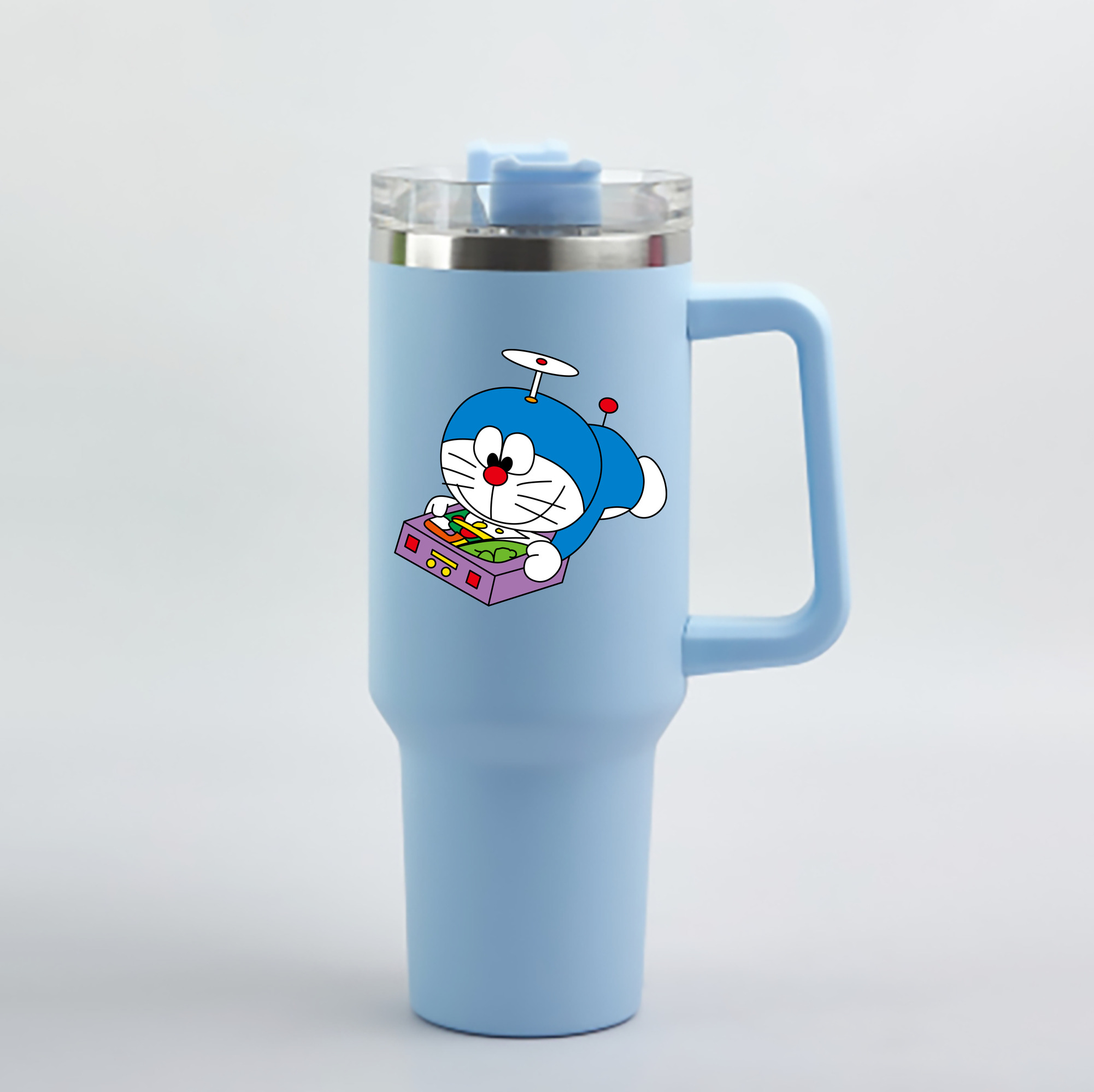 （画像用） ドラえもん Doraemon 1200mL車用タンブラー - クリスタルステッカー（プラスチックストロー付き）