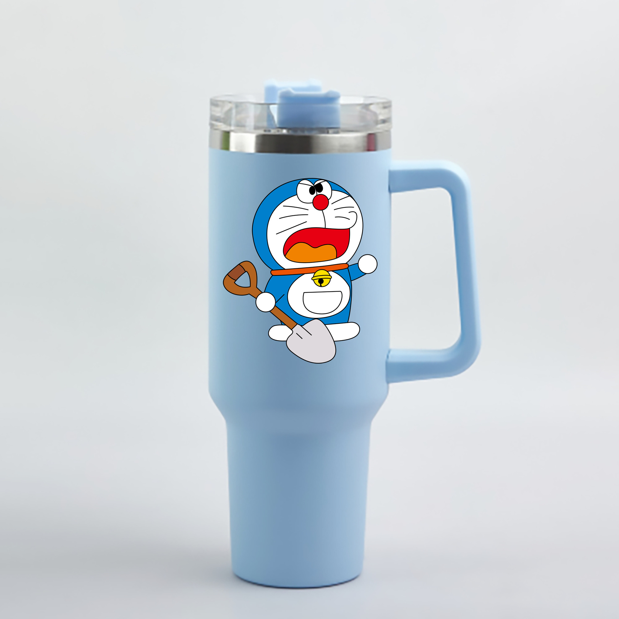 （画像用） ドラえもん Doraemon 1200mL車用タンブラー - クリスタルステッカー（プラスチックストロー付き）