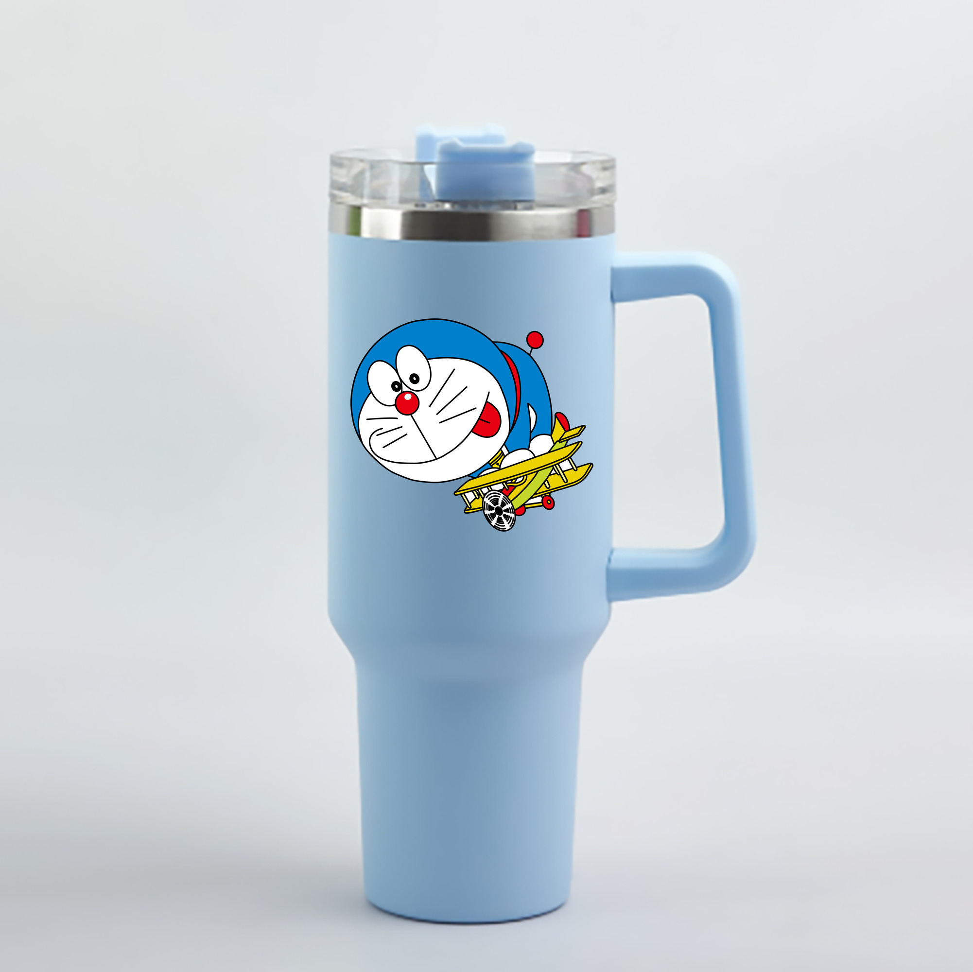 （画像用） ドラえもん Doraemon 1200mL車用タンブラー - クリスタルステッカー（プラスチックストロー付き）