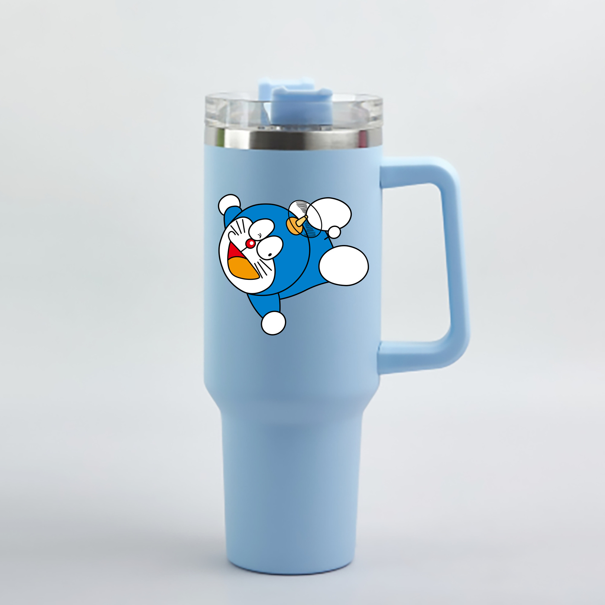 （画像用） ドラえもん Doraemon 1200mL車用タンブラー - クリスタルステッカー（プラスチックストロー付き）