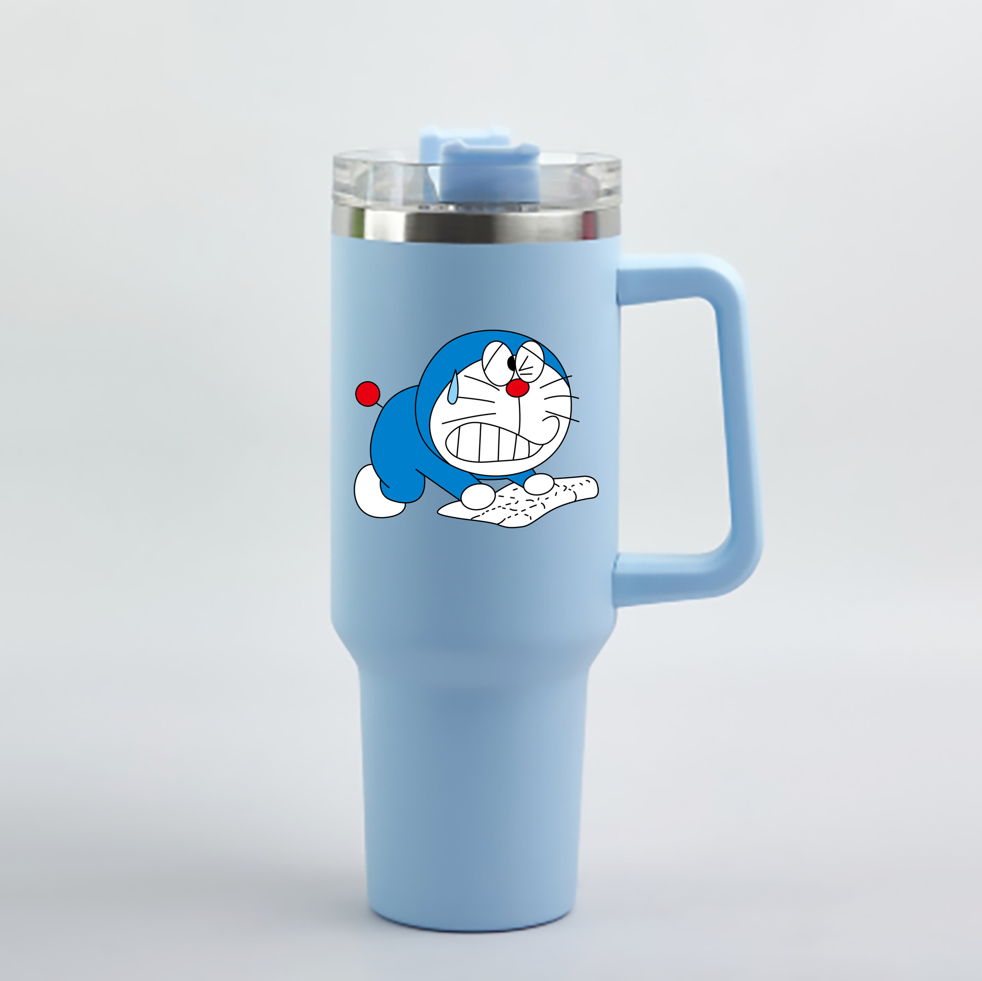 （画像用） ドラえもん Doraemon 1200mL車用タンブラー - クリスタルステッカー（プラスチックストロー付き）