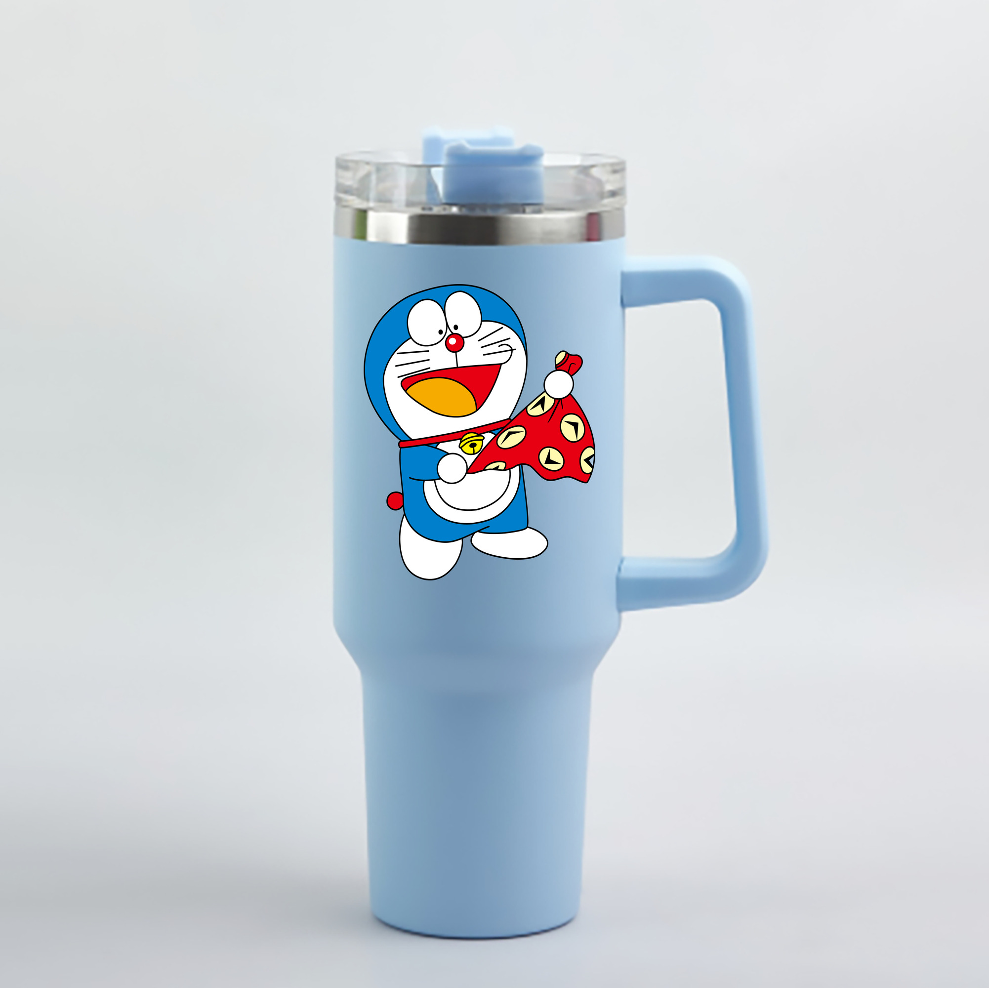 （画像用） ドラえもん Doraemon 1200mL車用タンブラー - クリスタルステッカー（プラスチックストロー付き）