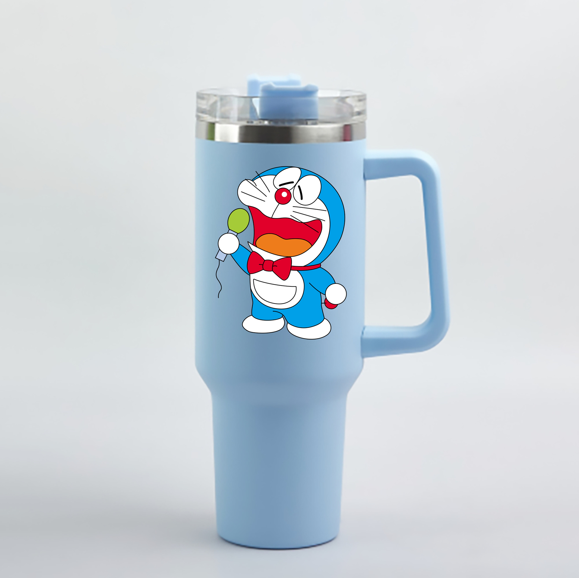 （画像用） ドラえもん Doraemon 1200mL車用タンブラー - クリスタルステッカー（プラスチックストロー付き）