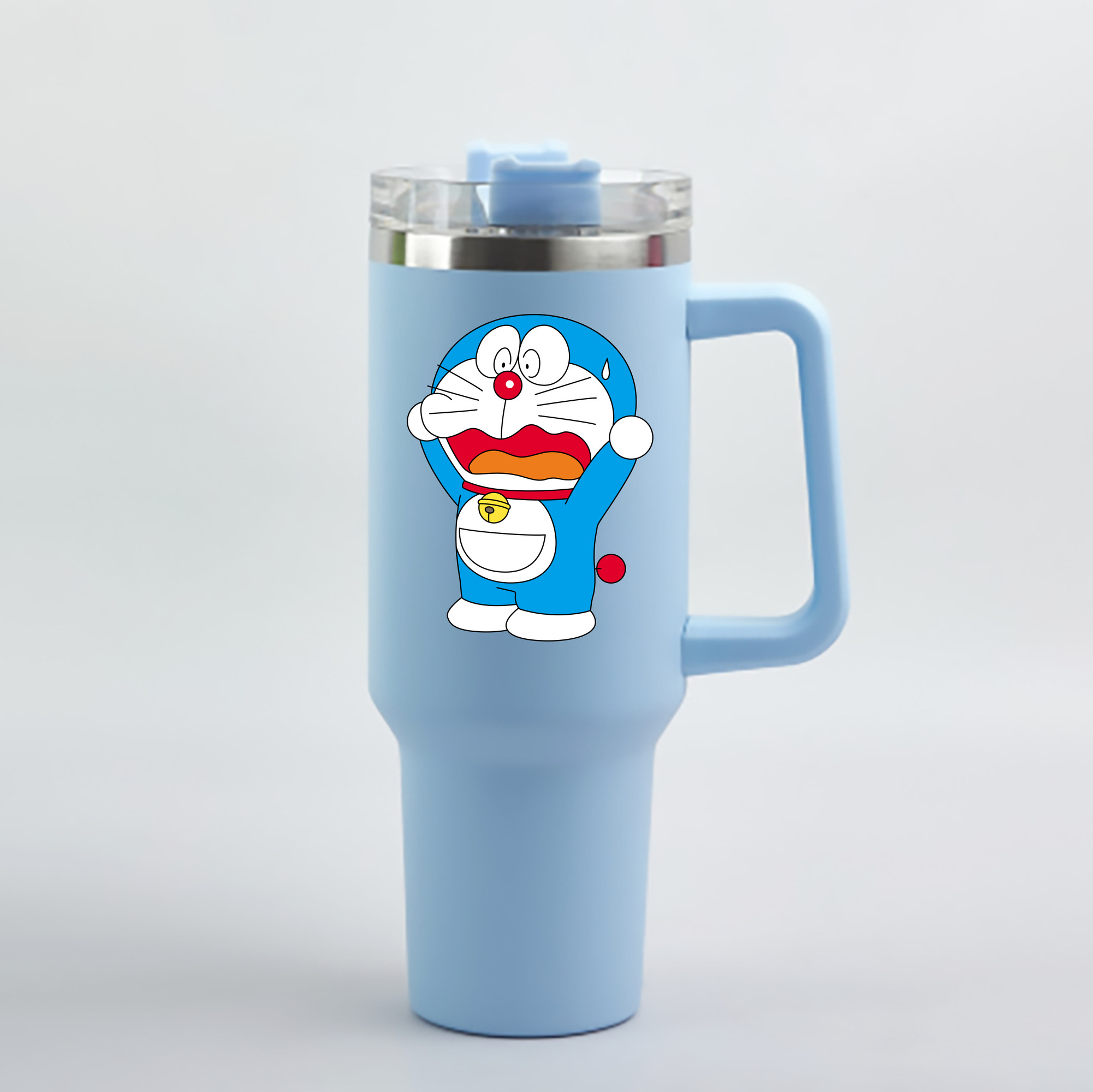 （画像用） ドラえもん Doraemon 1200mL車用タンブラー - クリスタルステッカー（プラスチックストロー付き）