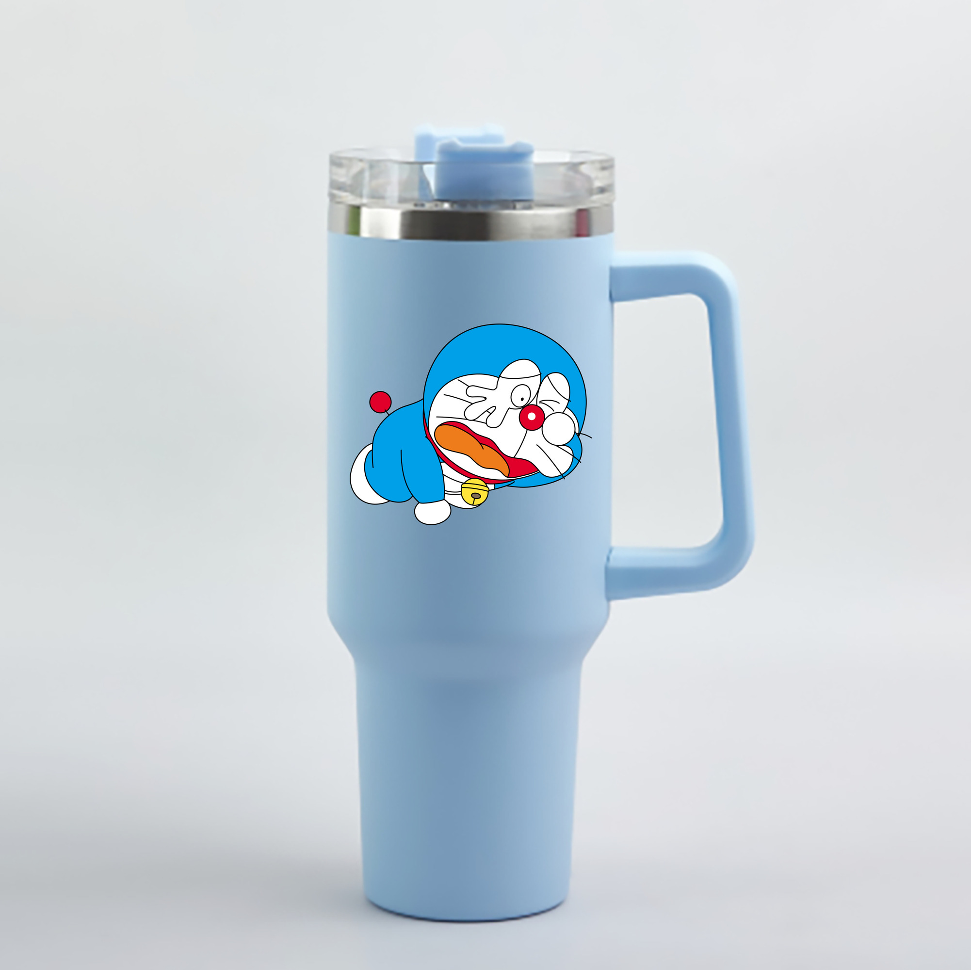 （画像用） ドラえもん Doraemon 1200mL車用タンブラー - クリスタルステッカー（プラスチックストロー付き）
