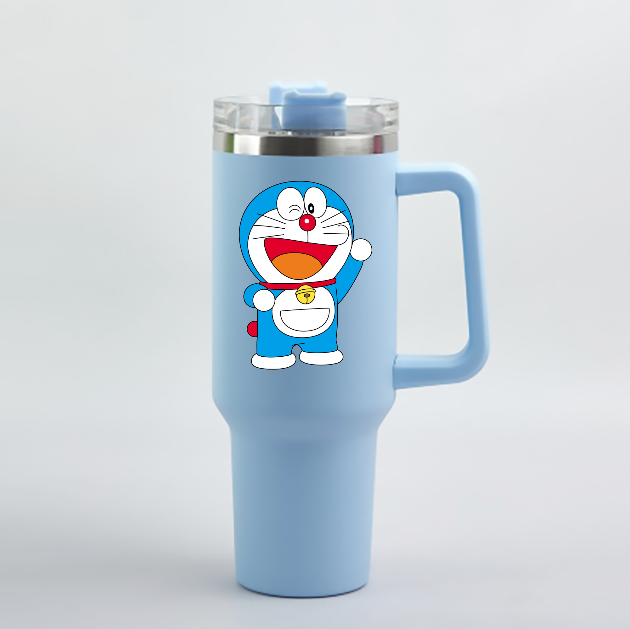（画像用） ドラえもん Doraemon 1200mL車用タンブラー - クリスタルステッカー（プラスチックストロー付き）