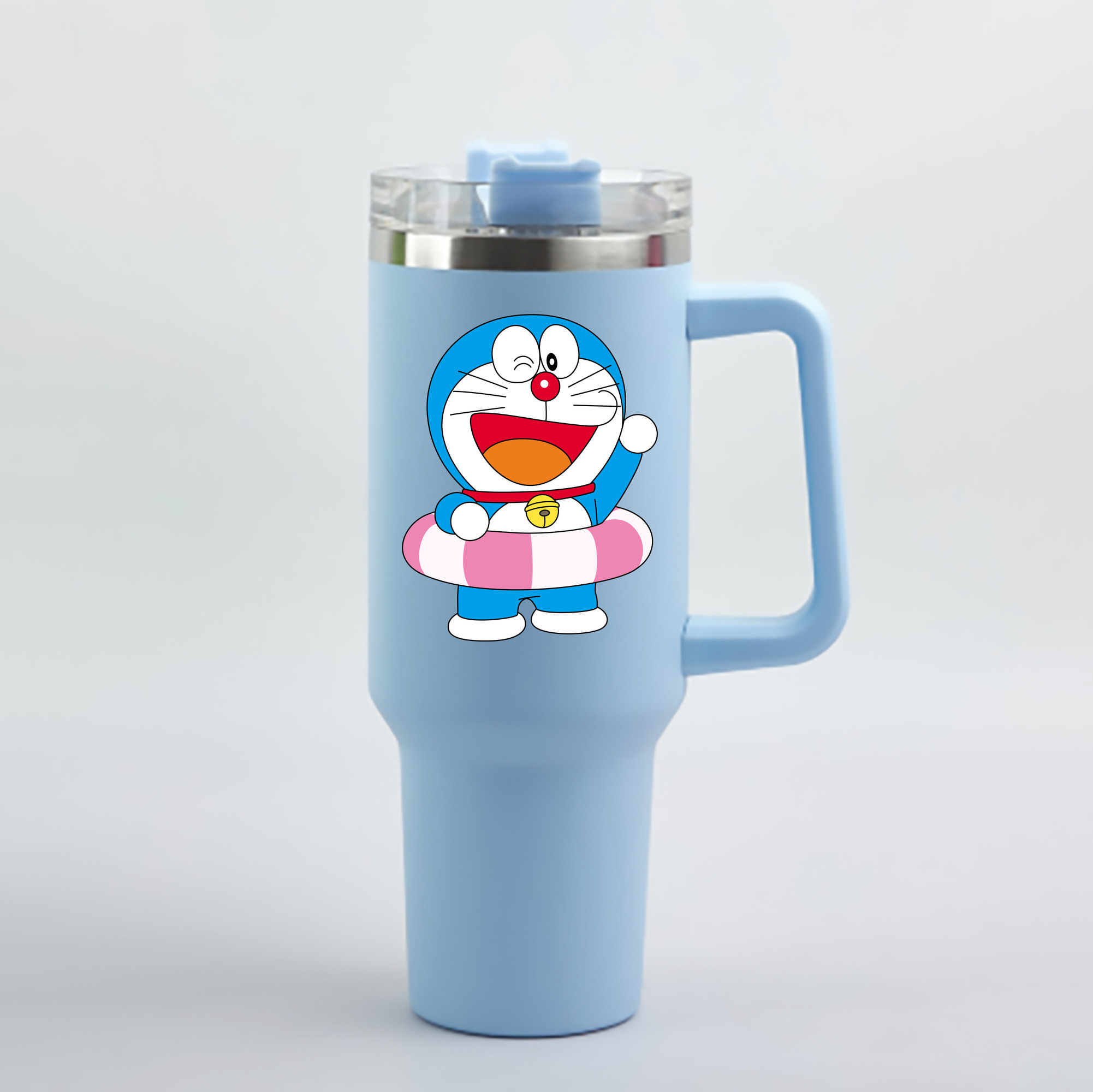 （画像用） ドラえもん Doraemon 1200mL車用タンブラー - クリスタルステッカー（プラスチックストロー付き）