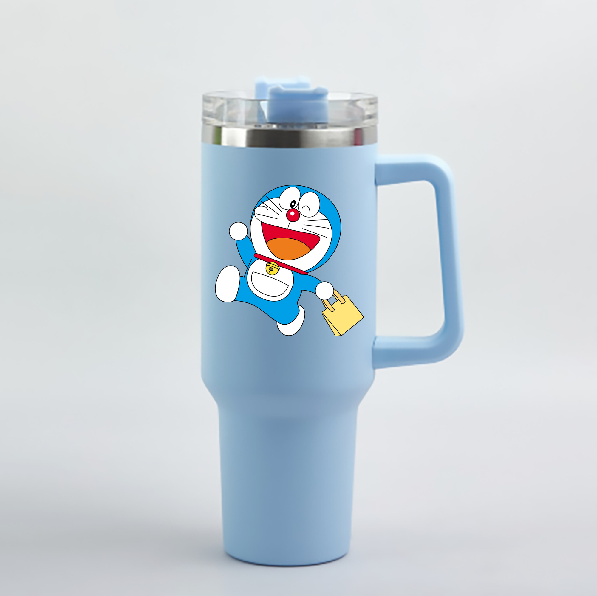 （画像用） ドラえもん Doraemon 1200mL車用タンブラー - クリスタルステッカー（プラスチックストロー付き）