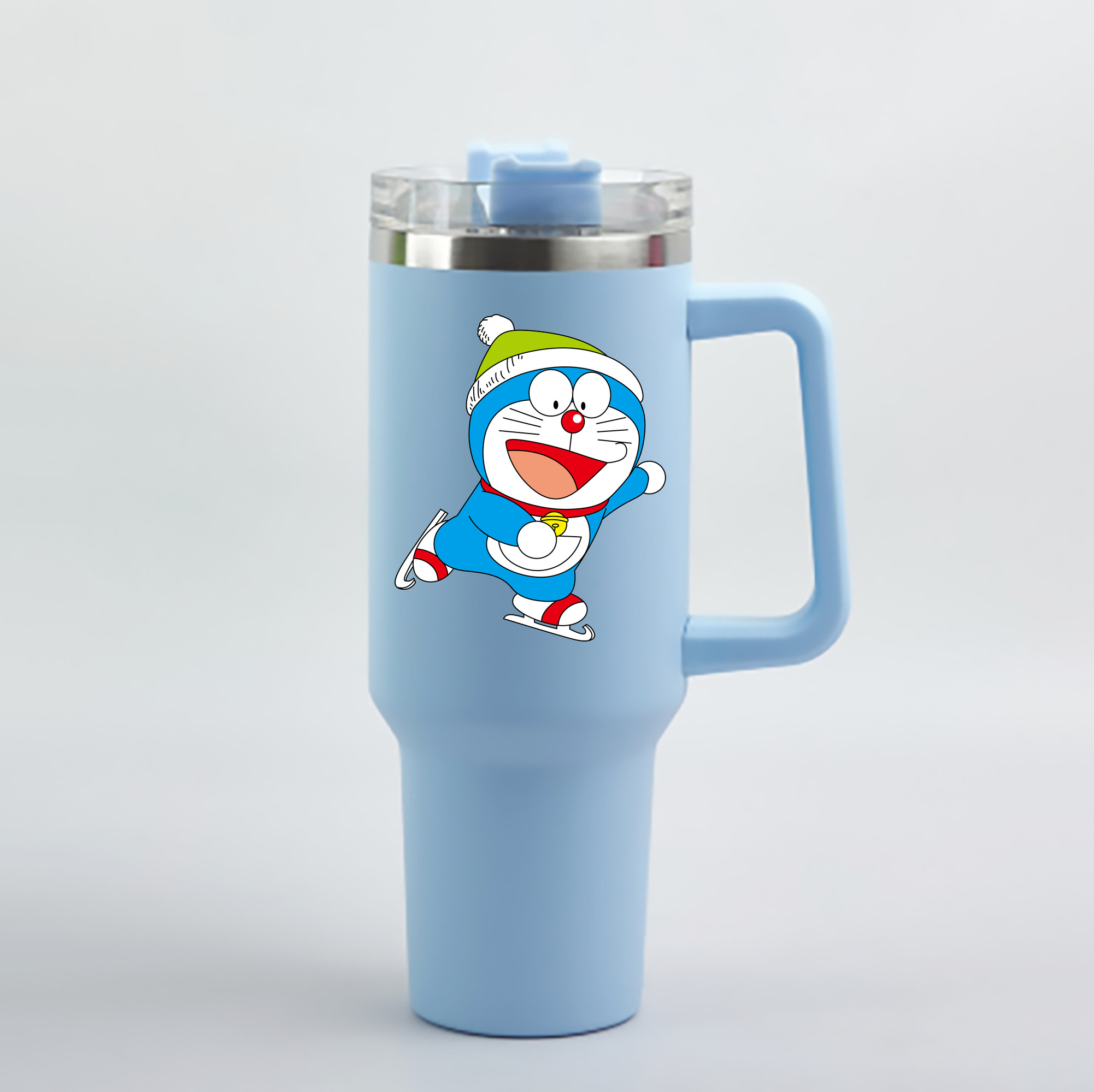（画像用） ドラえもん Doraemon 1200mL車用タンブラー - クリスタルステッカー（プラスチックストロー付き）