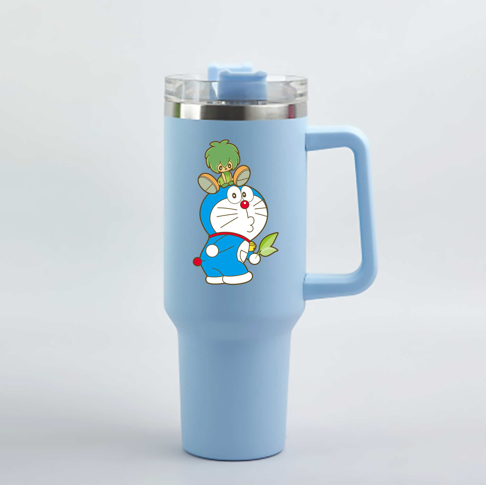 （画像用） ドラえもん Doraemon 1200mL車用タンブラー - クリスタルステッカー（プラスチックストロー付き）
