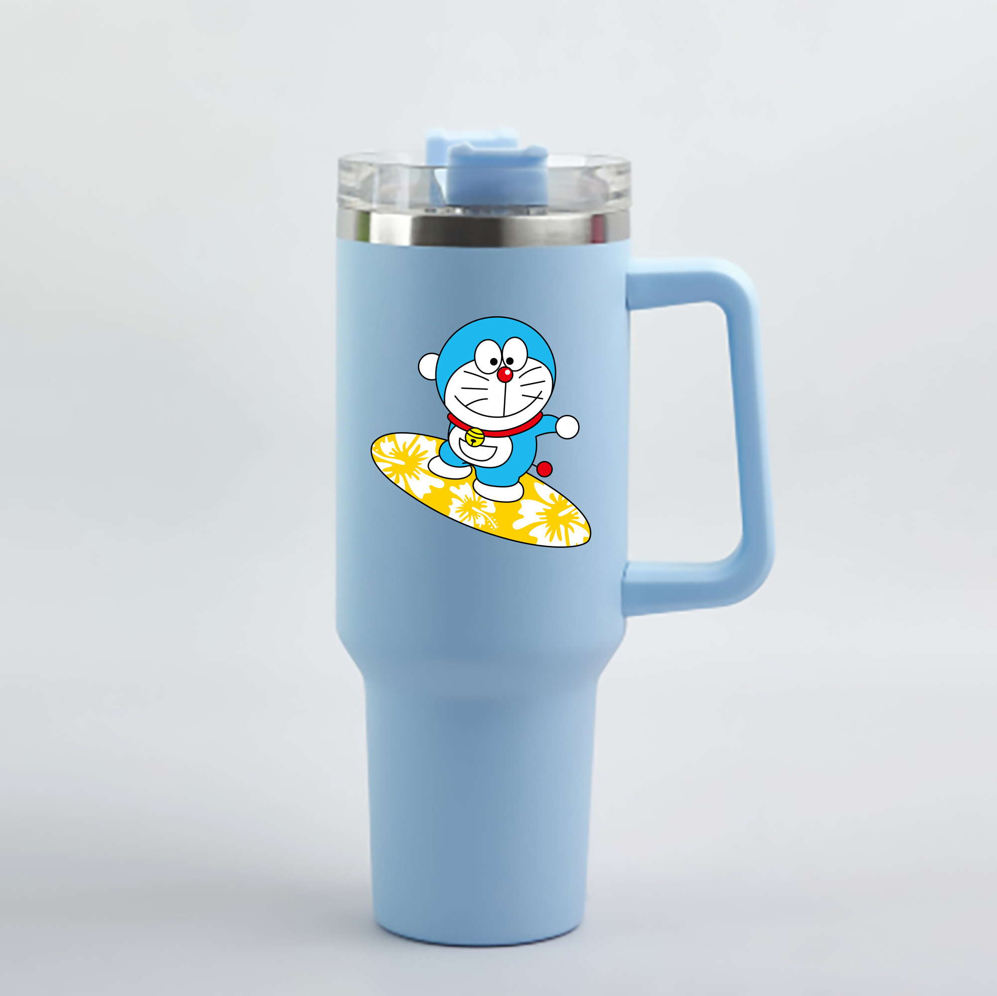 （画像用） ドラえもん Doraemon 1200mL車用タンブラー - クリスタルステッカー（プラスチックストロー付き）