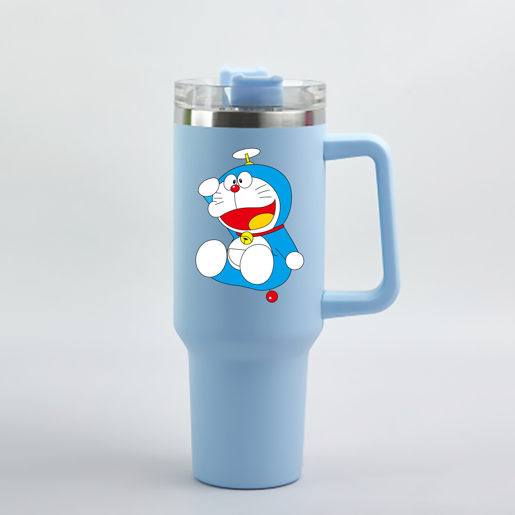 （画像用） ドラえもん Doraemon 1200mL車用タンブラー - クリスタルステッカー（プラスチックストロー付き）