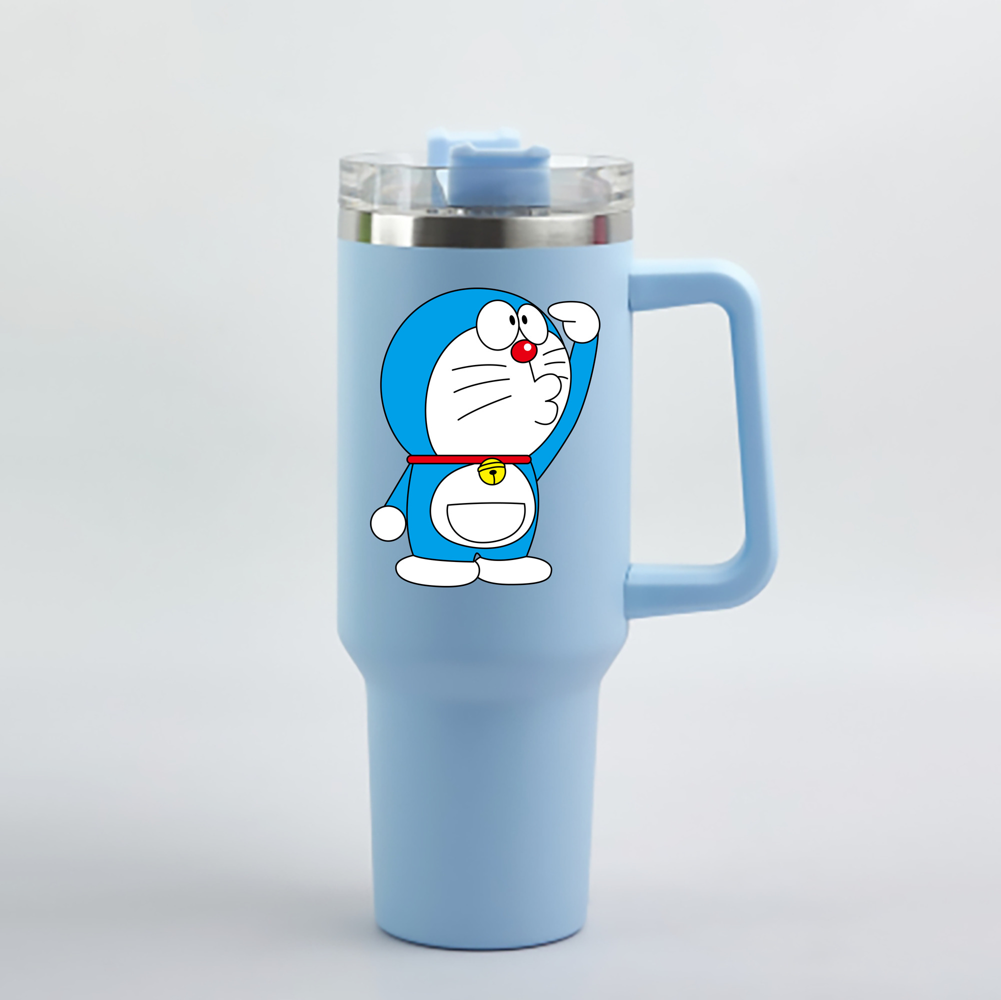 （画像用） ドラえもん Doraemon 1200mL車用タンブラー - クリスタルステッカー（プラスチックストロー付き）