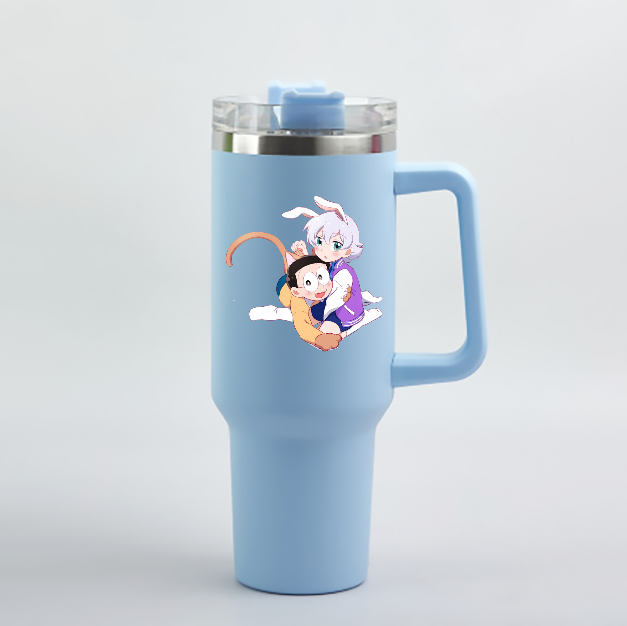 （画像用） ドラえもん 野比 のび太 Doraemon Nobita Nobi 1200mL車用タンブラー - クリスタルステッカー（プラスチックストロー付き）