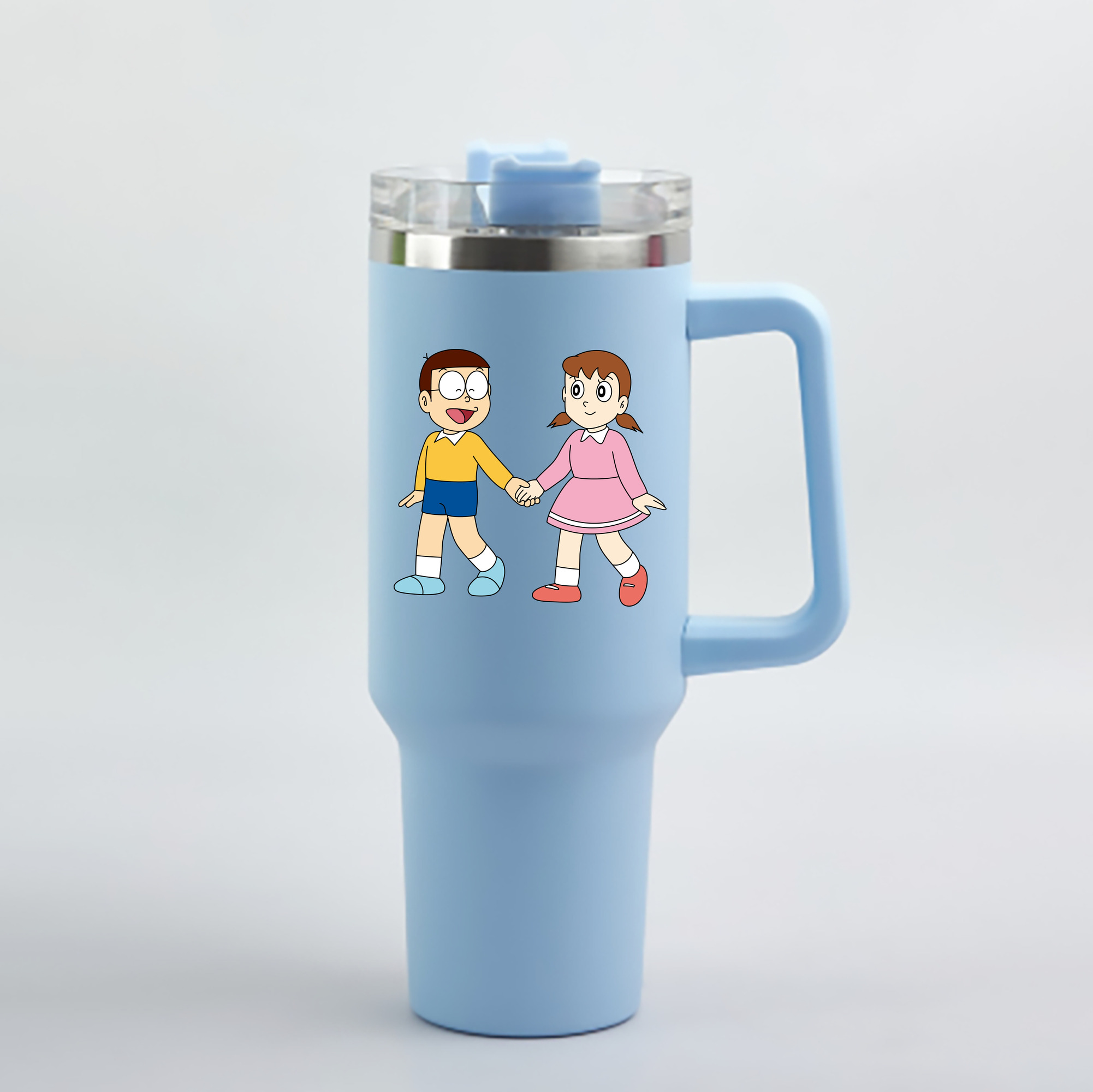 （画像用） ドラえもん 野比 のび太 Doraemon Nobita Nobi 1200mL車用タンブラー - クリスタルステッカー（プラスチックストロー付き）