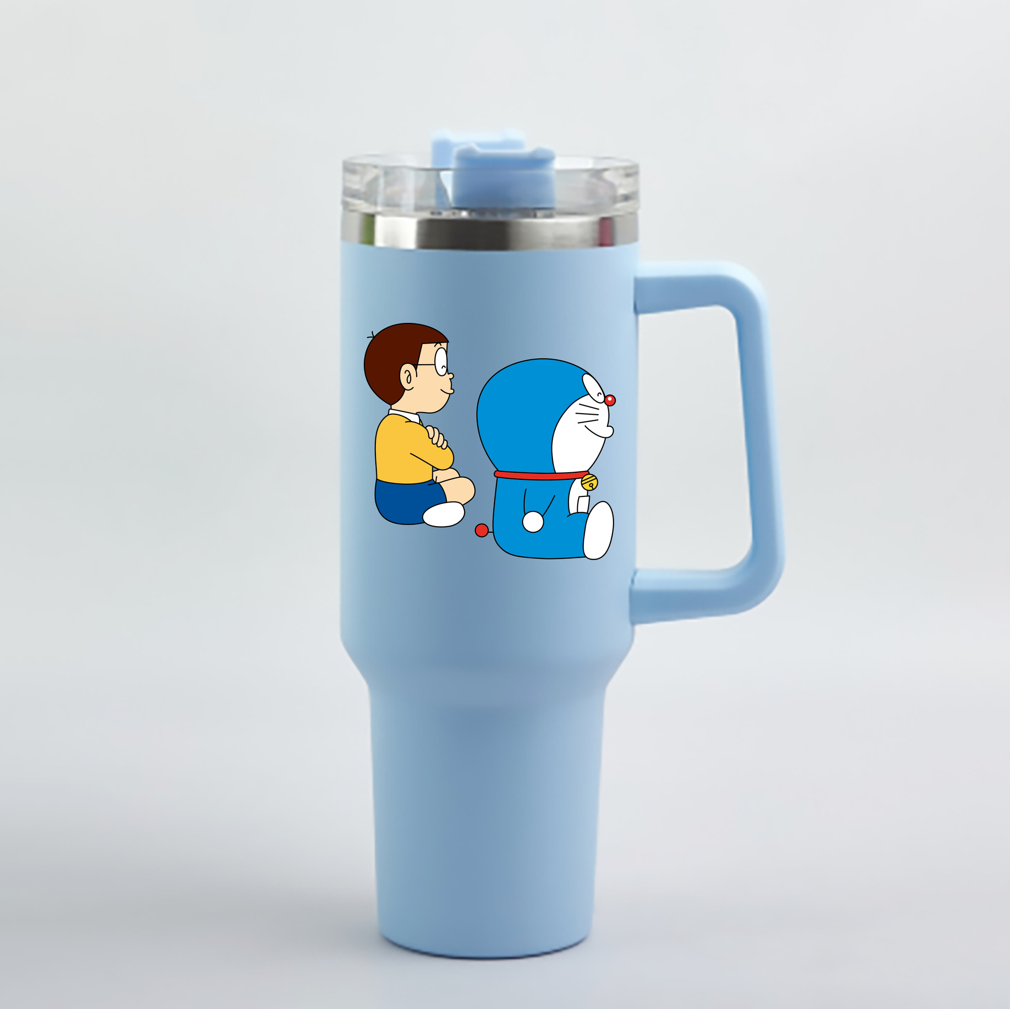（画像用） ドラえもん 野比 のび太 Doraemon Nobita Nobi 1200mL車用タンブラー - クリスタルステッカー（プラスチックストロー付き）