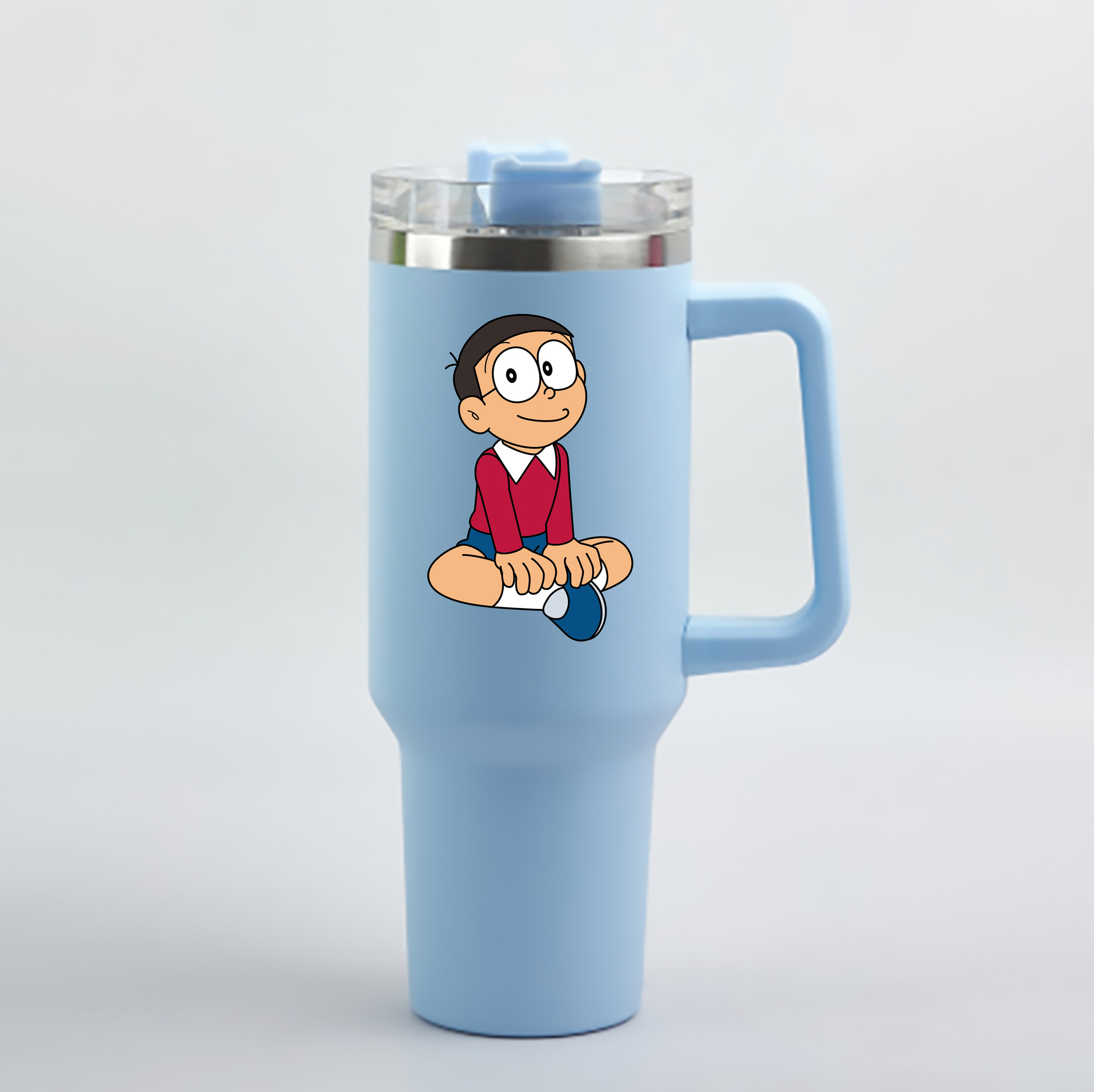 （画像用） ドラえもん 野比 のび太 Doraemon Nobita Nobi 1200mL車用タンブラー - クリスタルステッカー（プラスチックストロー付き）