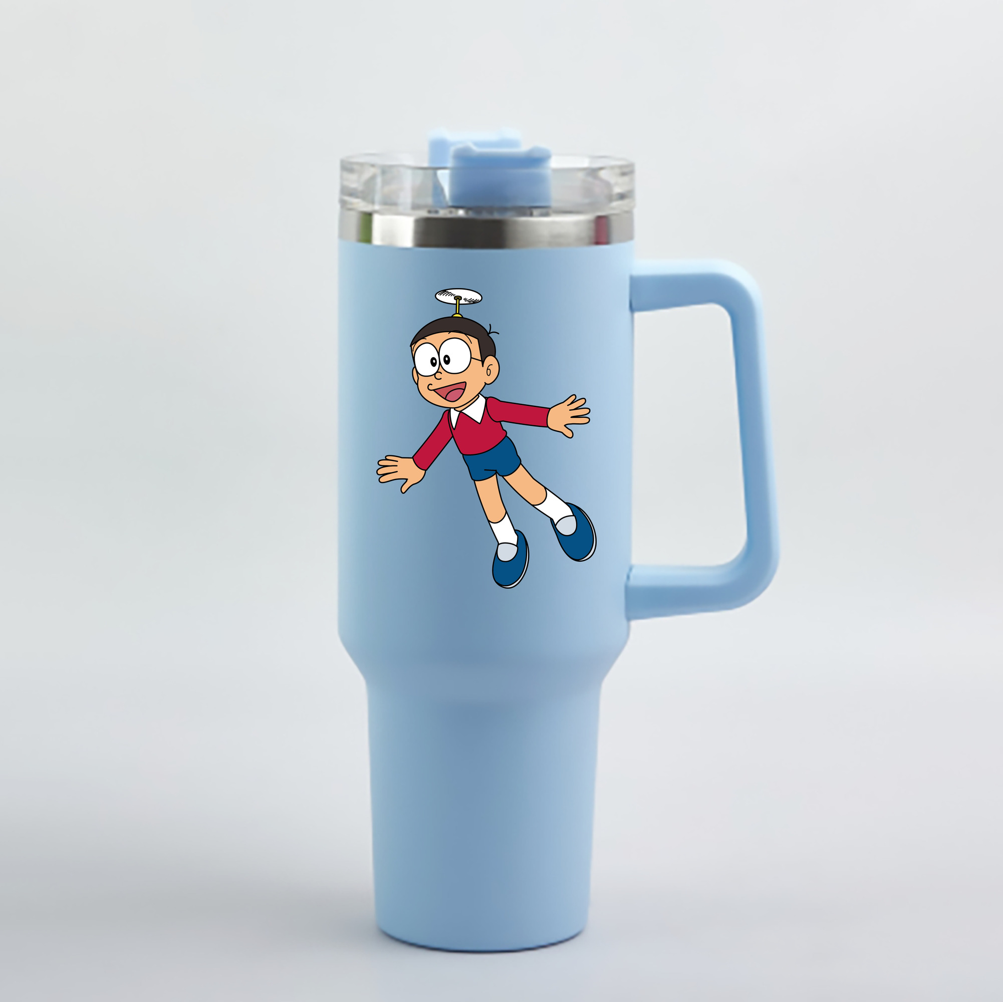 （画像用） ドラえもん 野比 のび太 Doraemon Nobita Nobi 1200mL車用タンブラー - クリスタルステッカー（プラスチックストロー付き）