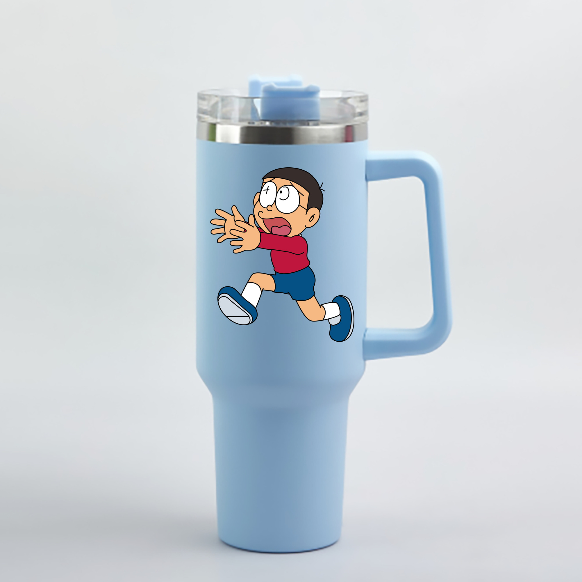 （画像用） ドラえもん 野比 のび太 Doraemon Nobita Nobi 1200mL車用タンブラー - クリスタルステッカー（プラスチックストロー付き）