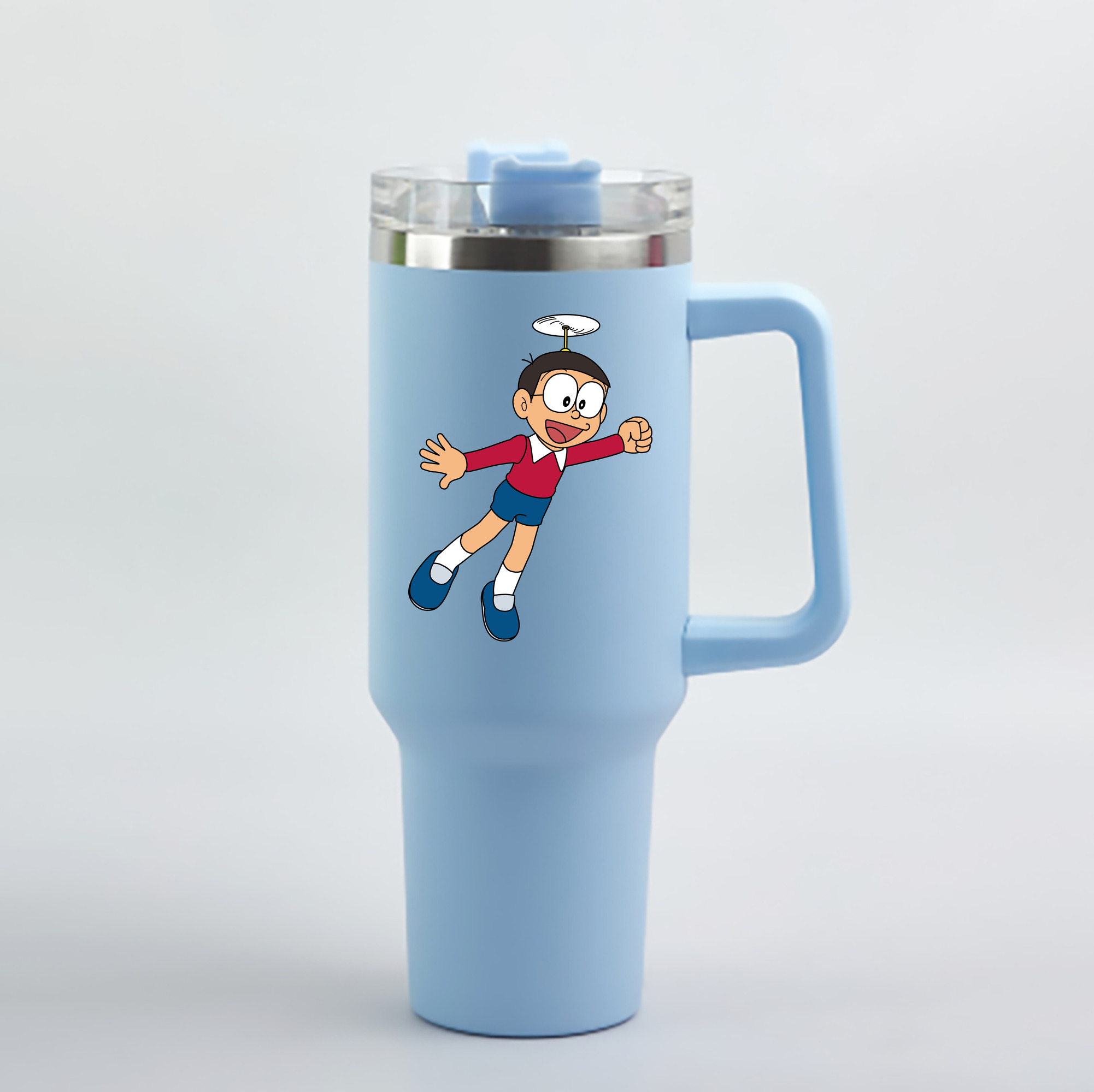 （画像用） ドラえもん 野比 のび太 Doraemon Nobita Nobi 1200mL車用タンブラー - クリスタルステッカー（プラスチックストロー付き）