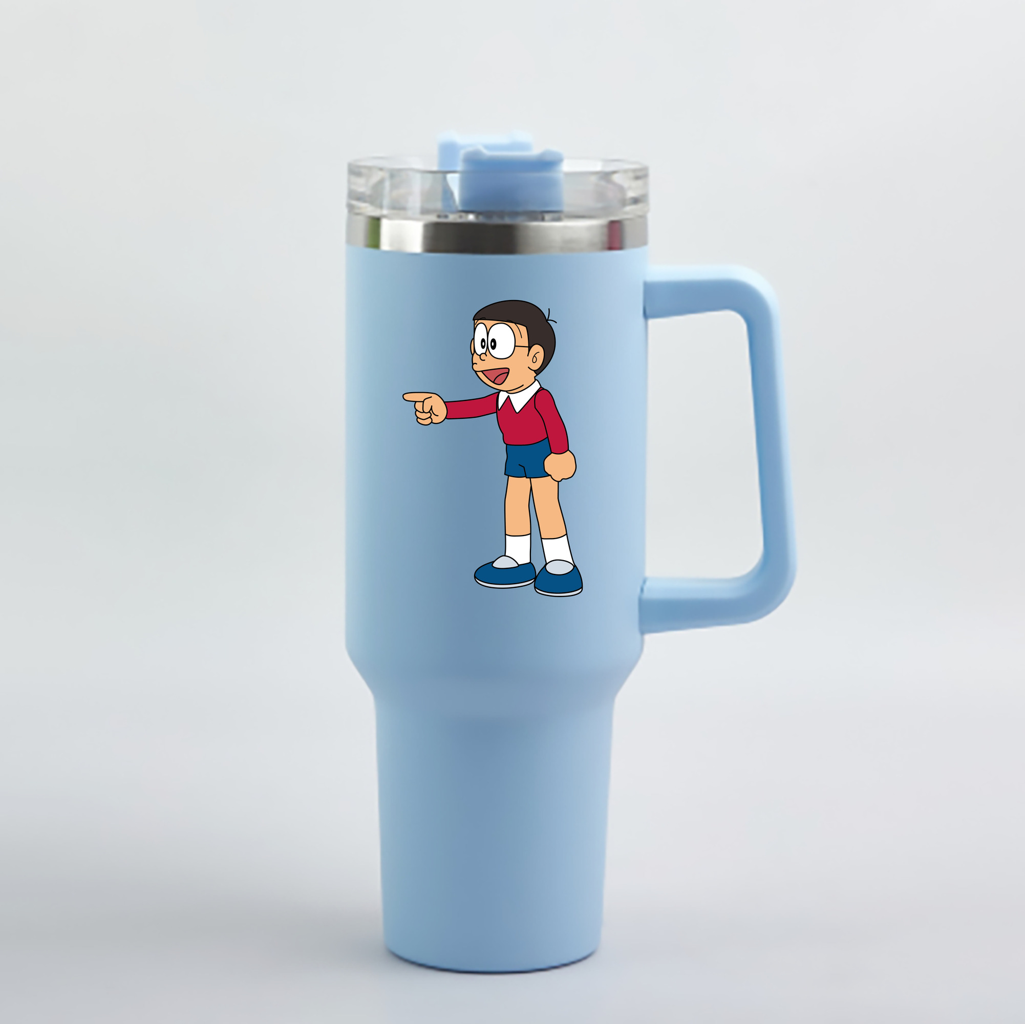 （画像用） ドラえもん 野比 のび太 Doraemon Nobita Nobi 1200mL車用タンブラー - クリスタルステッカー（プラスチックストロー付き）