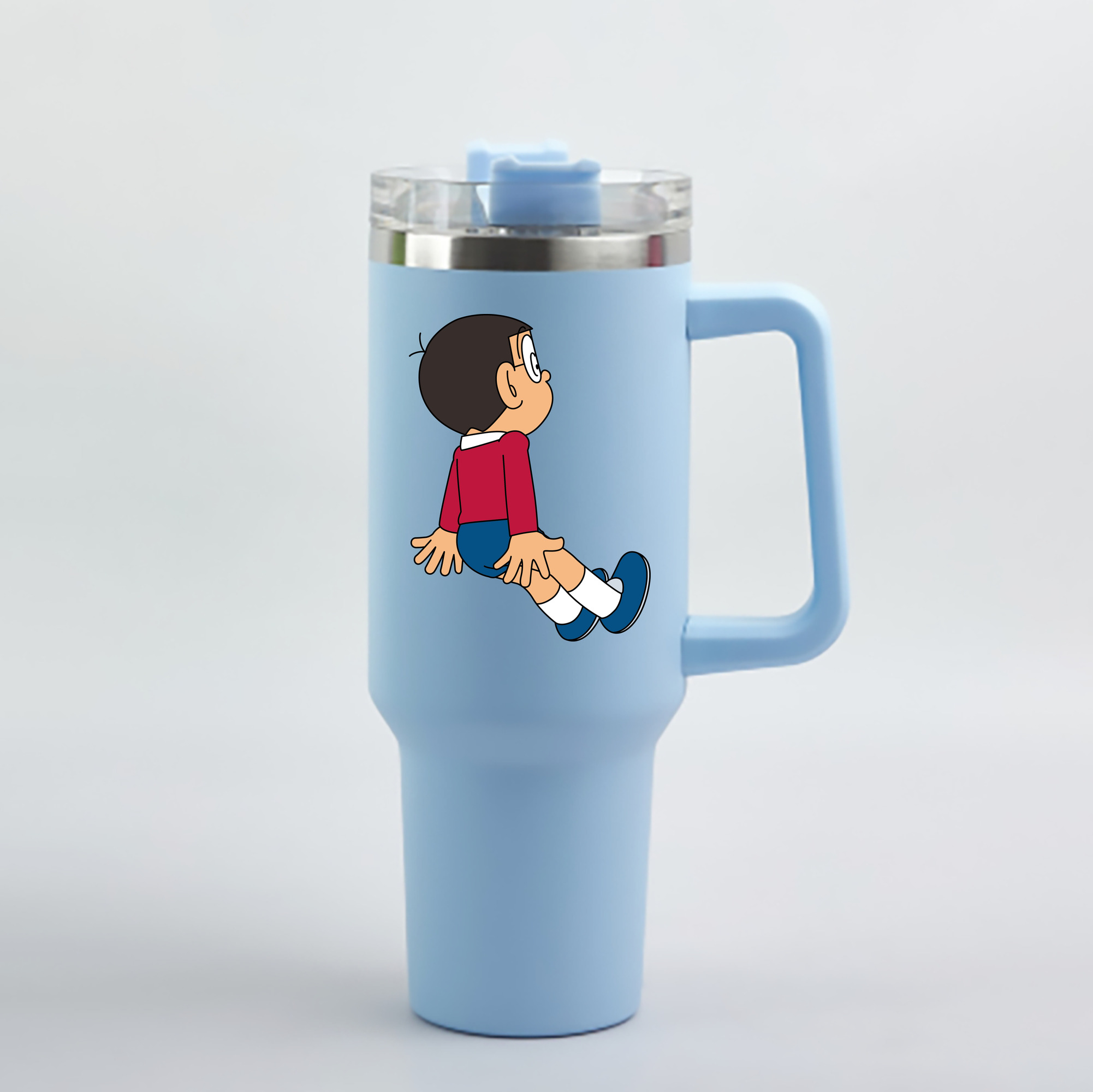 （画像用） ドラえもん 野比 のび太 Doraemon Nobita Nobi 1200mL車用タンブラー - クリスタルステッカー（プラスチックストロー付き）