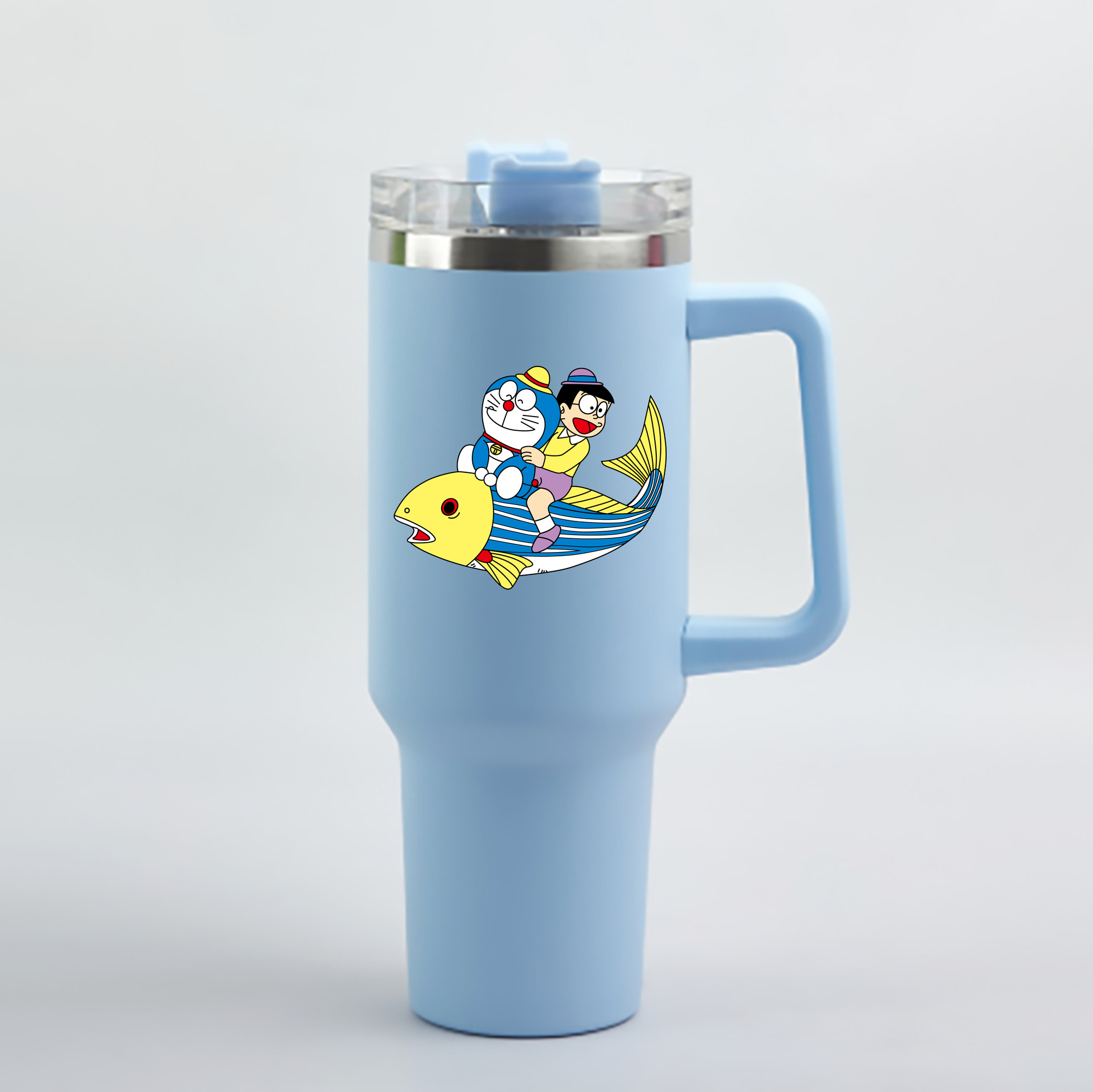 （画像用） ドラえもん 野比 のび太 Doraemon Nobita Nobi 1200mL車用タンブラー - クリスタルステッカー（プラスチックストロー付き）