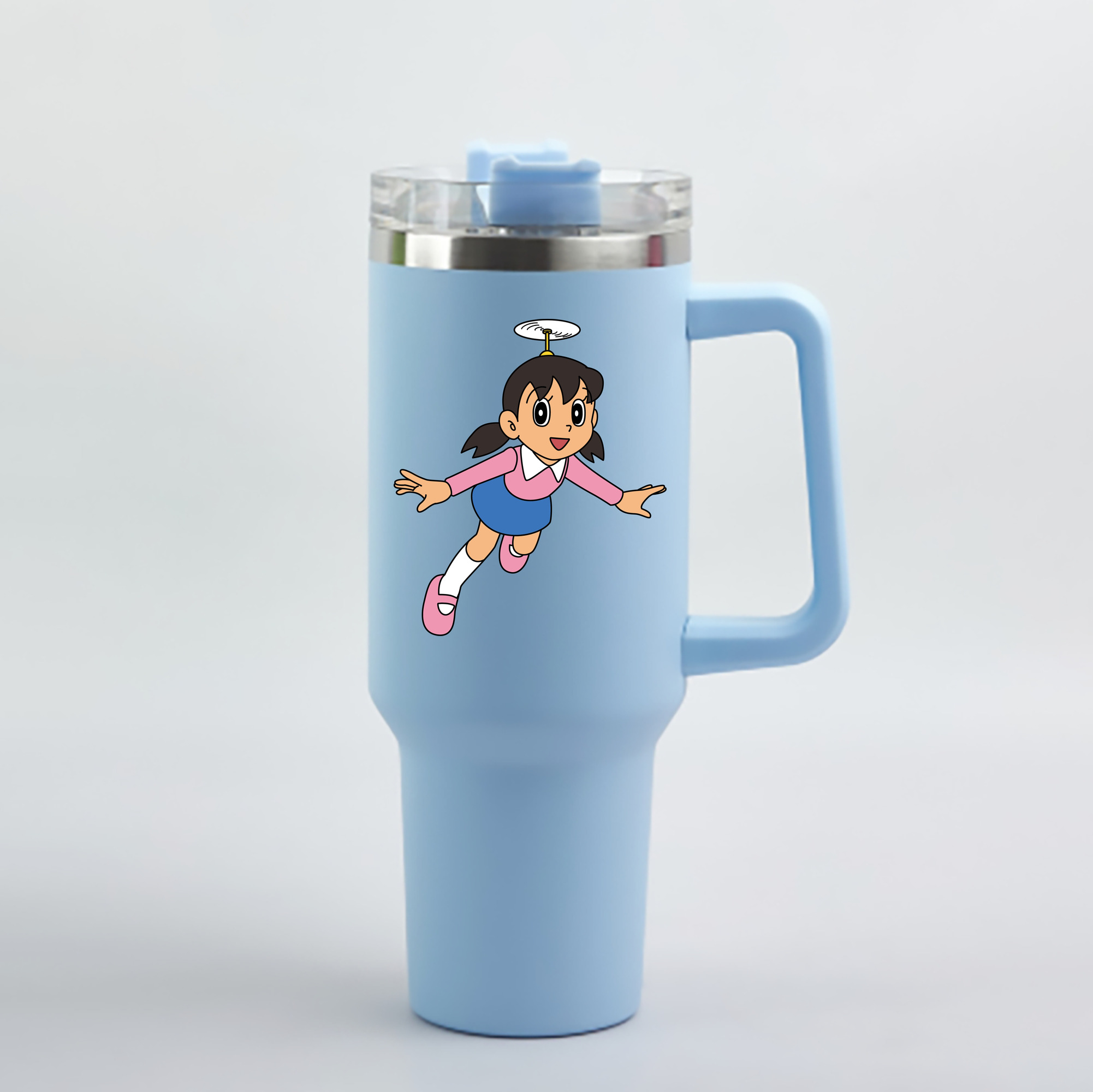（画像用） ドラえもん みなもと しずか Doraemon Shizuka Minamoto 1200mL車用タンブラー - クリスタルステッカー（プラスチックストロー付き）