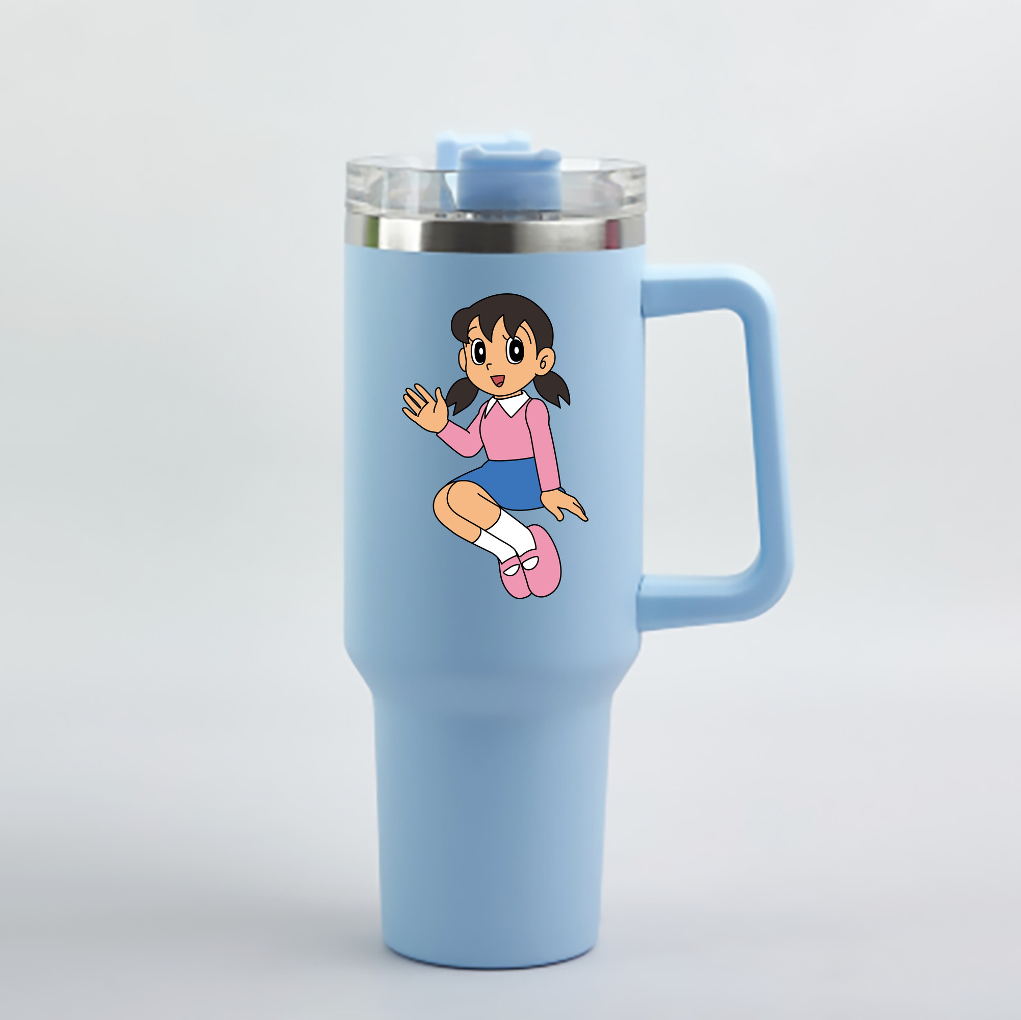 （画像用） ドラえもん みなもと しずか Doraemon Shizuka Minamoto 1200mL車用タンブラー - クリスタルステッカー（プラスチックストロー付き）
