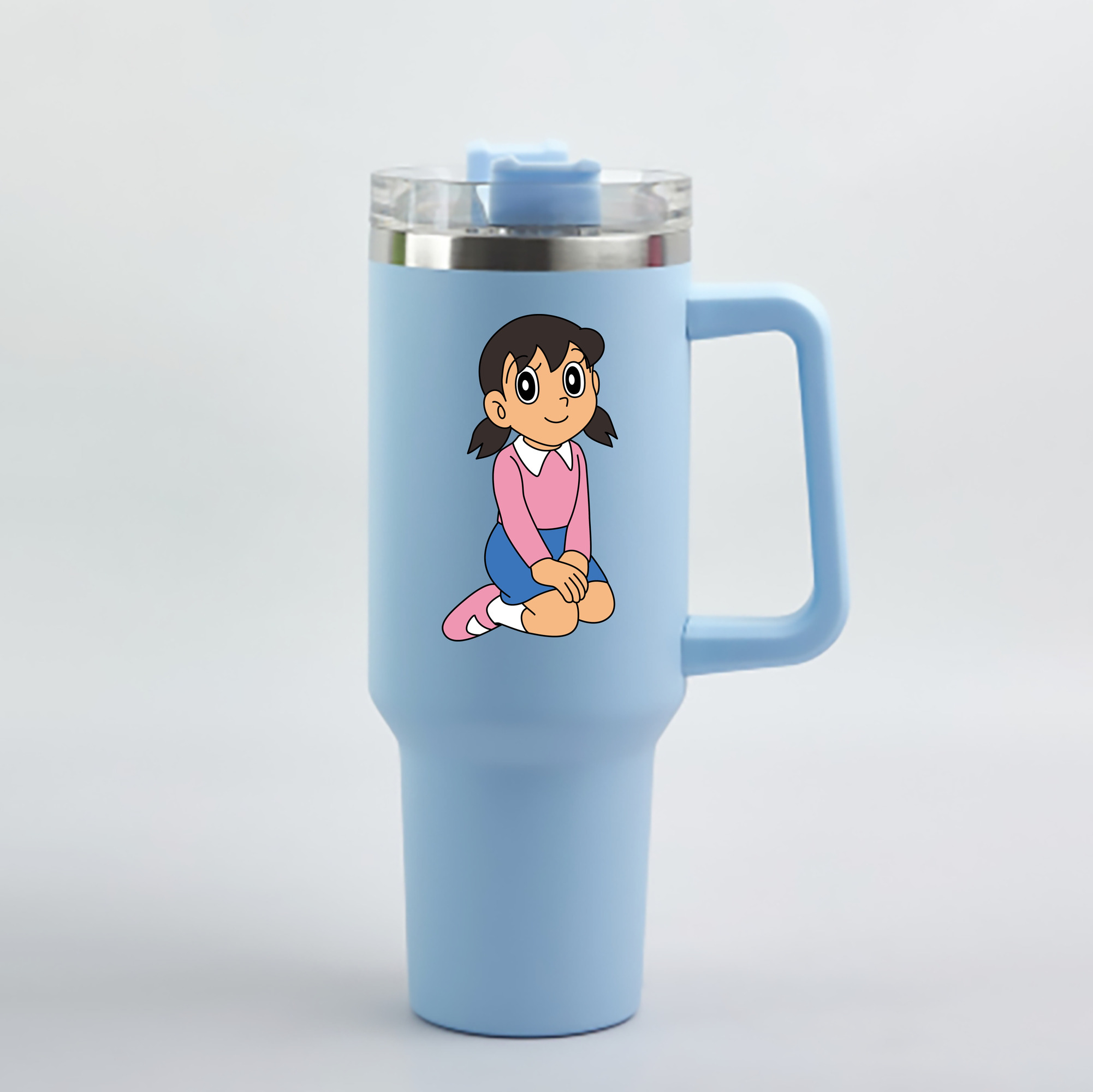 （画像用） ドラえもん みなもと しずか Doraemon Shizuka Minamoto 1200mL車用タンブラー - クリスタルステッカー（プラスチックストロー付き）