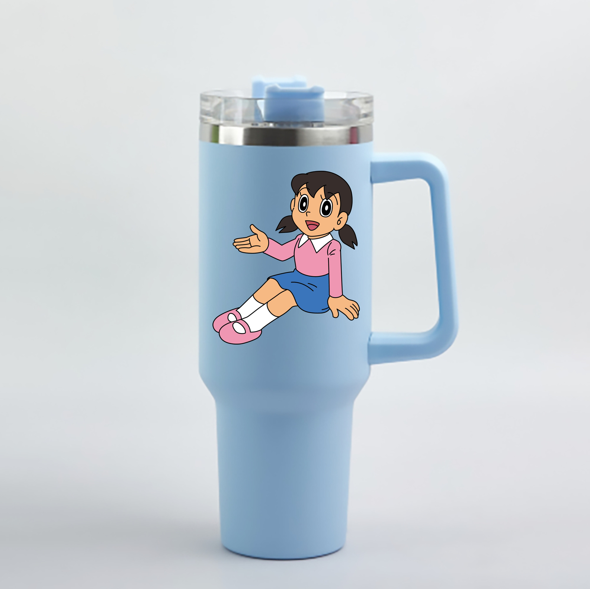 （画像用） ドラえもん みなもと しずか Doraemon Shizuka Minamoto 1200mL車用タンブラー - クリスタルステッカー（プラスチックストロー付き）