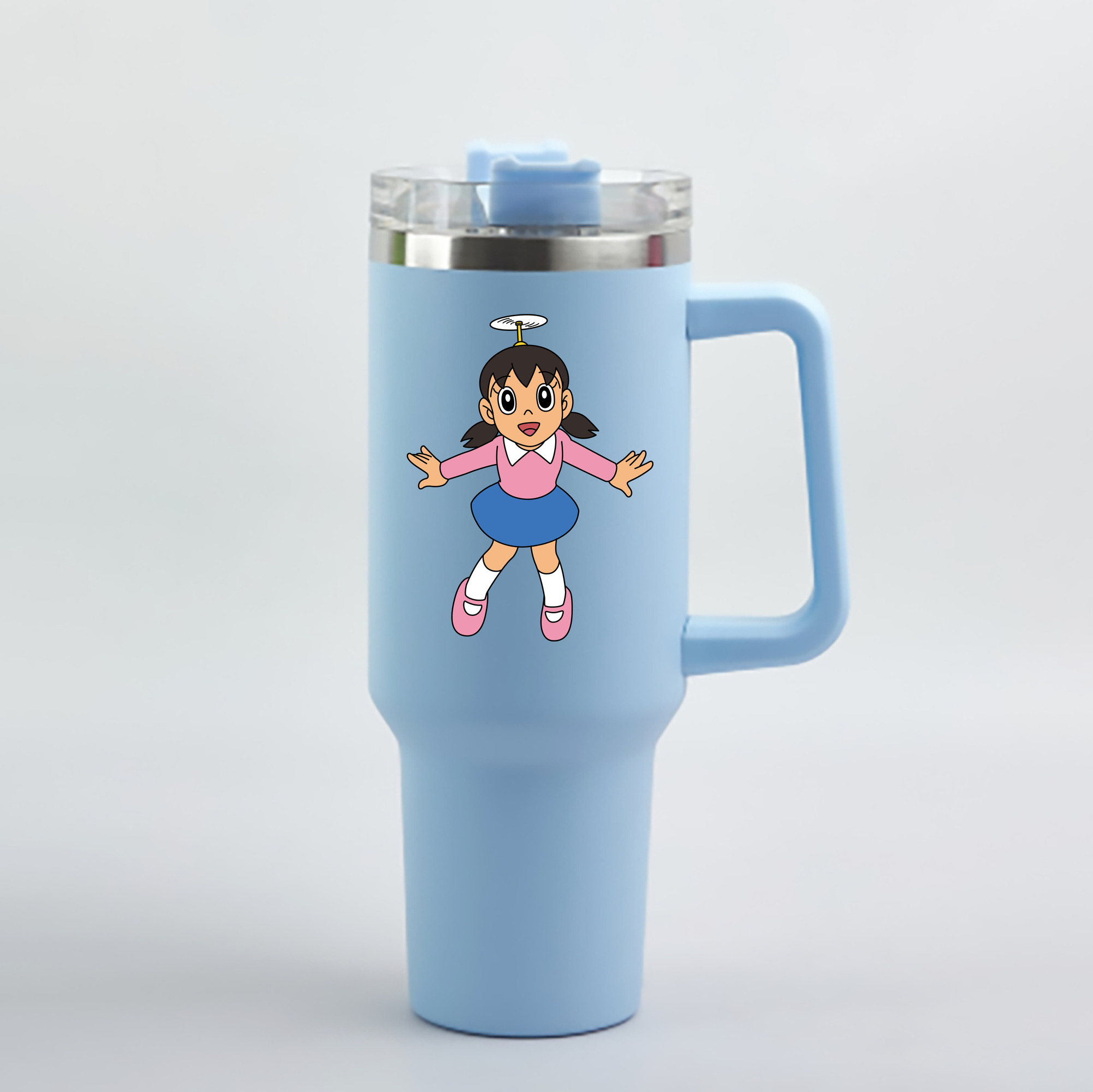 （画像用） ドラえもん みなもと しずか Doraemon Shizuka Minamoto 1200mL車用タンブラー - クリスタルステッカー（プラスチックストロー付き）