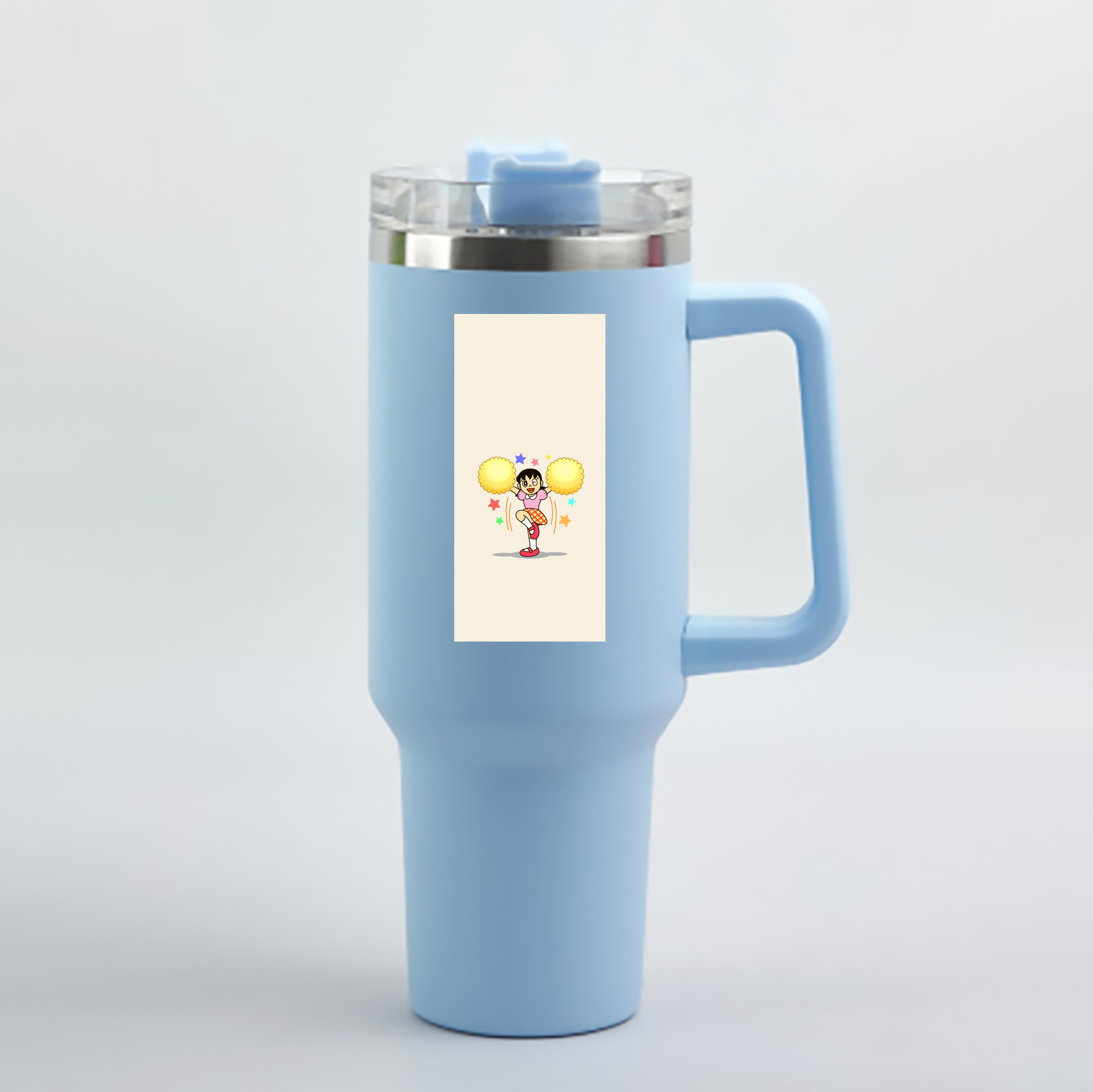 （画像用） ドラえもん みなもと しずか Doraemon Shizuka Minamoto 1200mL車用タンブラー - クリスタルステッカー（プラスチックストロー付き）