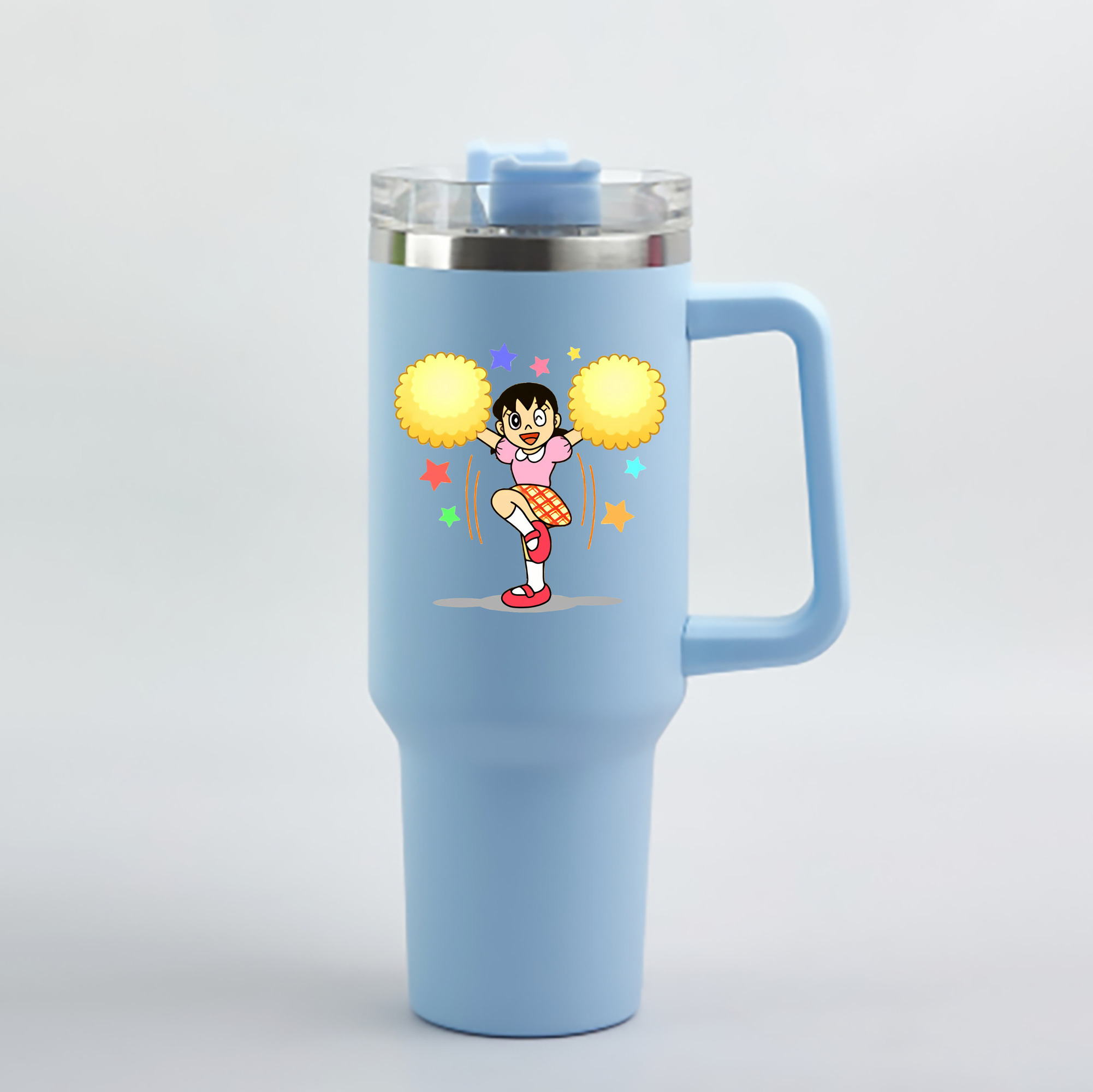 （画像用） ドラえもん みなもと しずか Doraemon Shizuka Minamoto 1200mL車用タンブラー - クリスタルステッカー（プラスチックストロー付き）