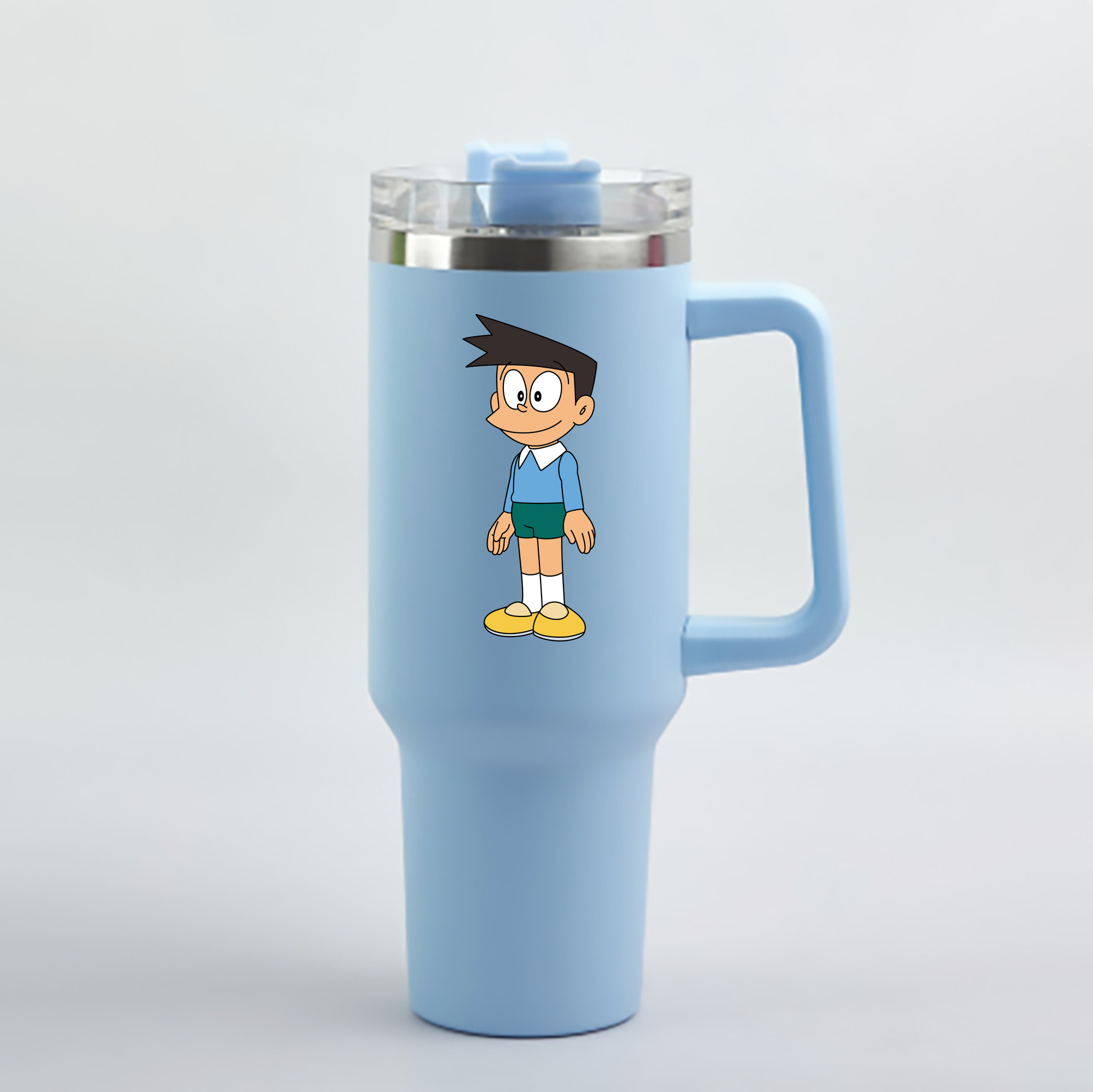 （画像用） ドラえもん 骨川 スネ夫 Doraemon Honekawa Suneo 1200mL車用タンブラー - クリスタルステッカー（プラスチックストロー付き）