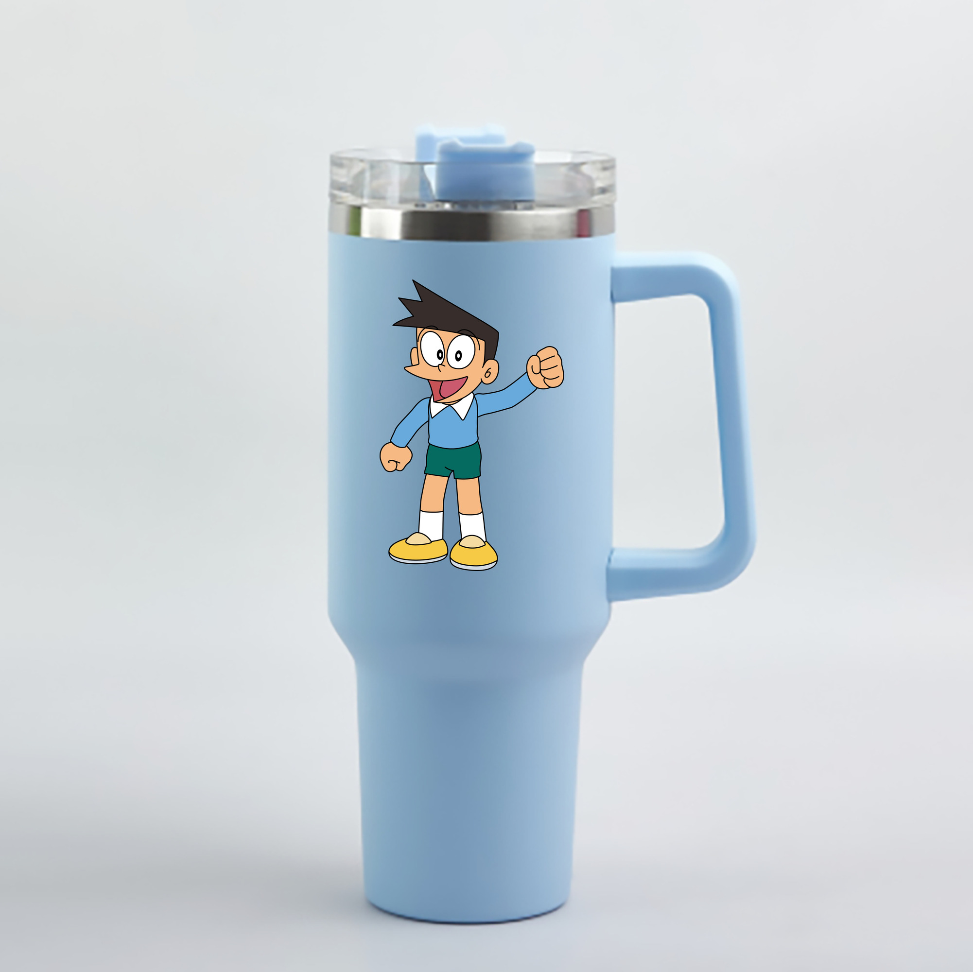 （画像用） ドラえもん 骨川 スネ夫 Doraemon Honekawa Suneo 1200mL車用タンブラー - クリスタルステッカー（プラスチックストロー付き）