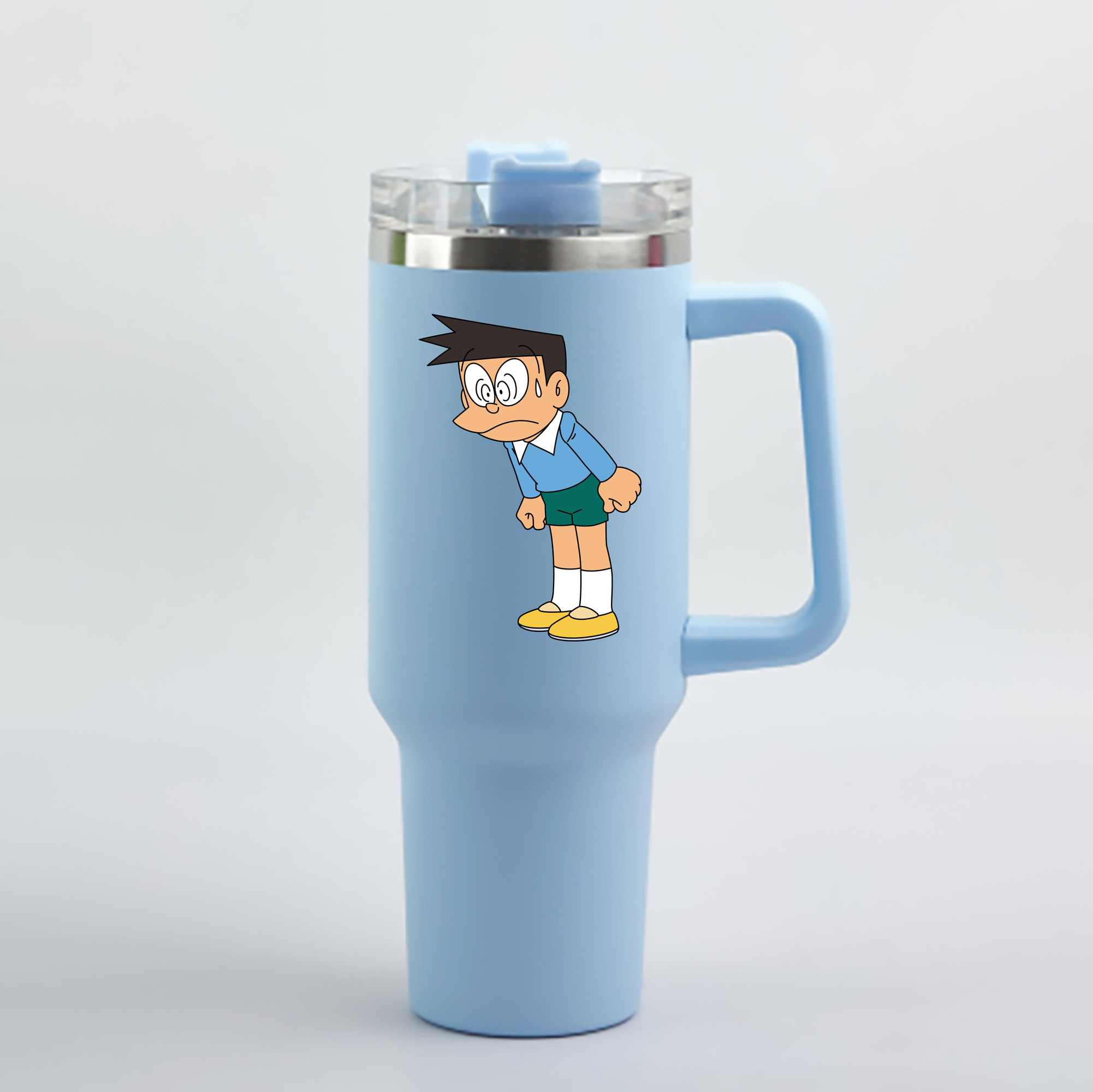 （画像用） ドラえもん 骨川 スネ夫 Doraemon Honekawa Suneo 1200mL車用タンブラー - クリスタルステッカー（プラスチックストロー付き）